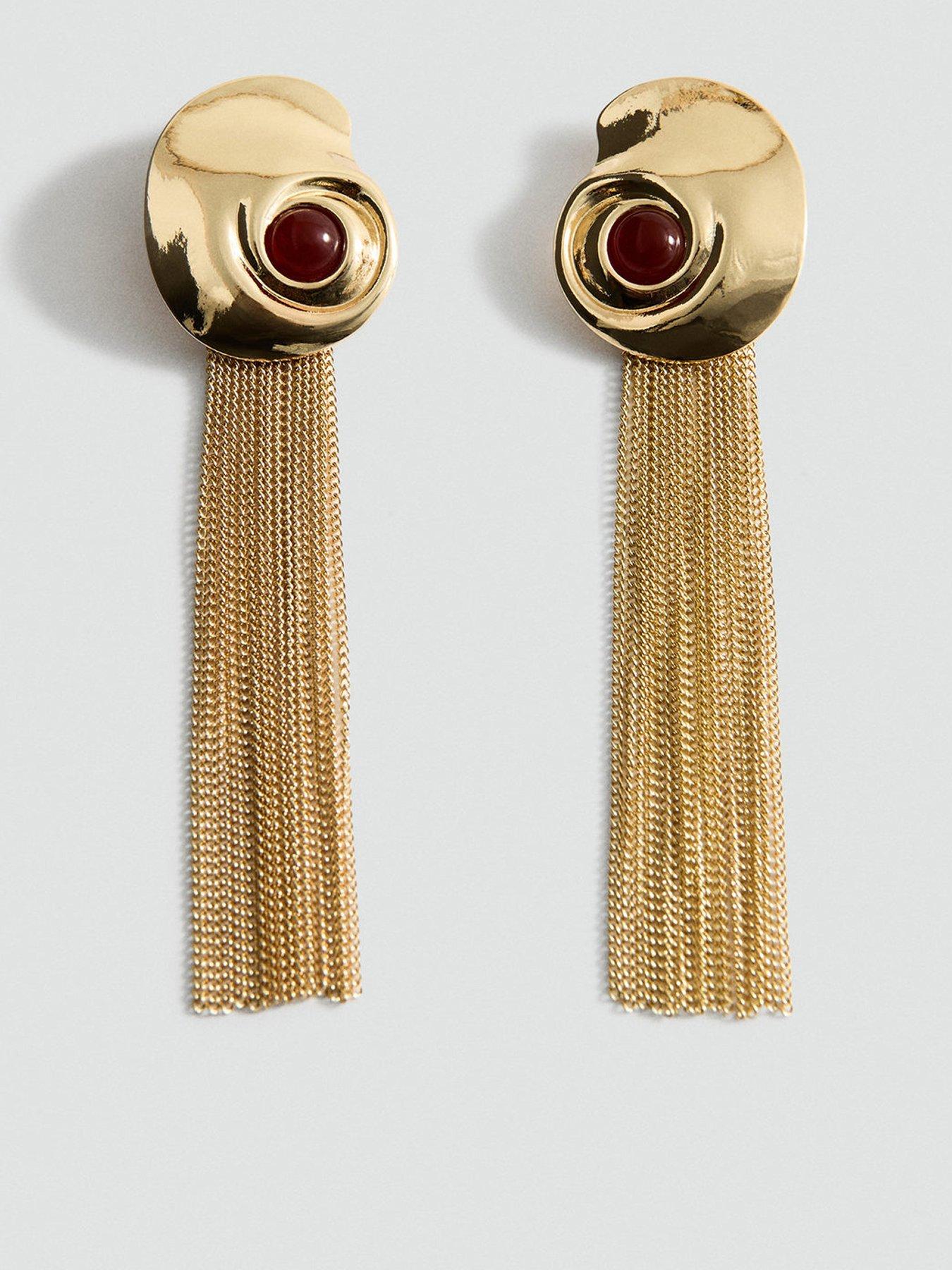 Mango Embossed Spiral Earrings, Gold, Women