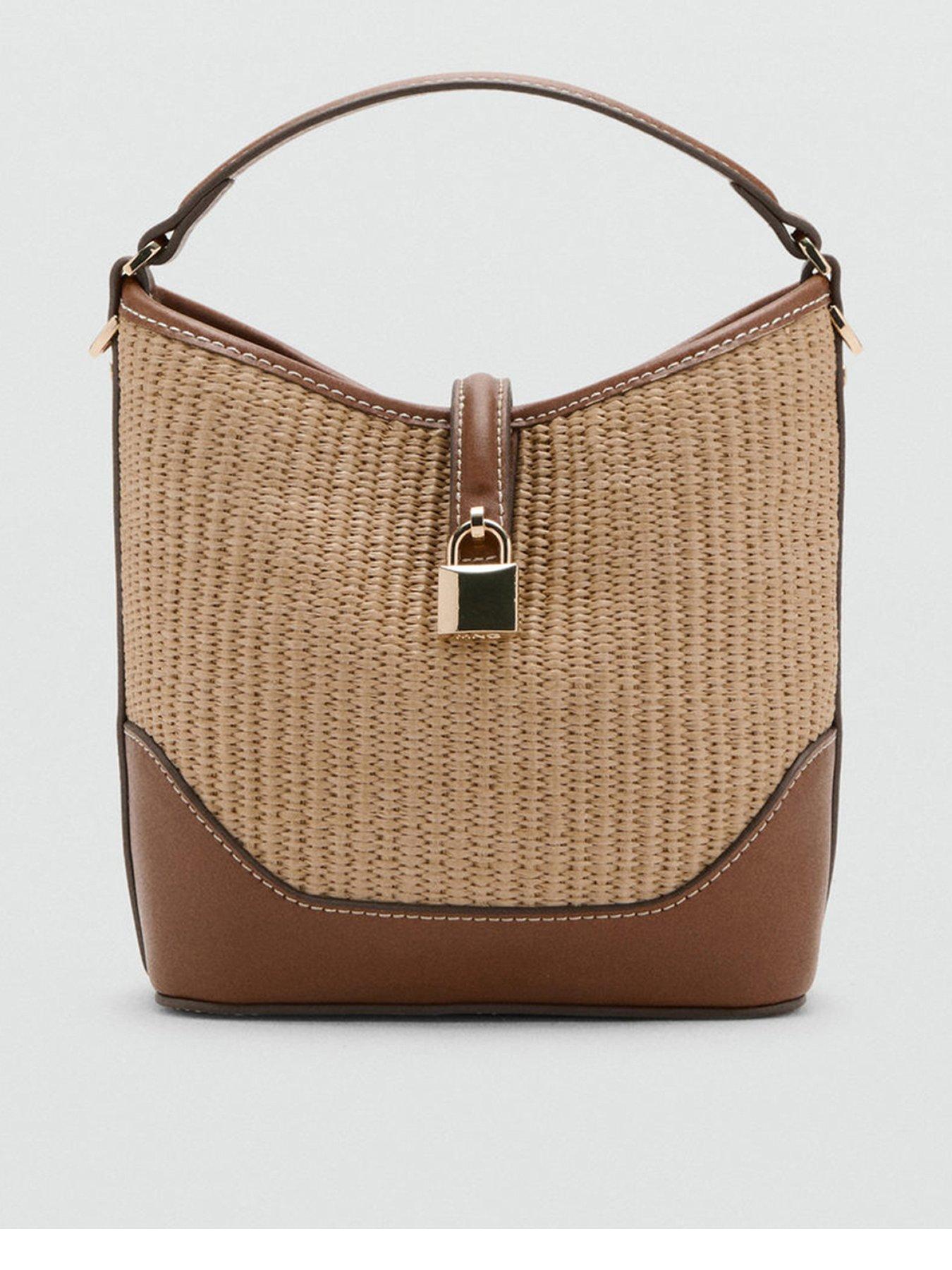 Image 1 of 5 of Mango Woven Bucket Bag - Brown
