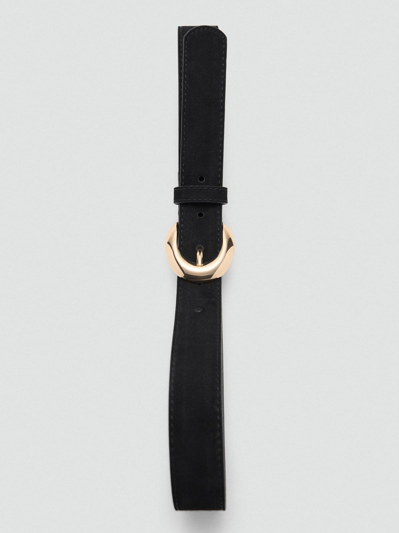 Image 4 of 4 of Mango Leather Belt With Oval Buckle - Black