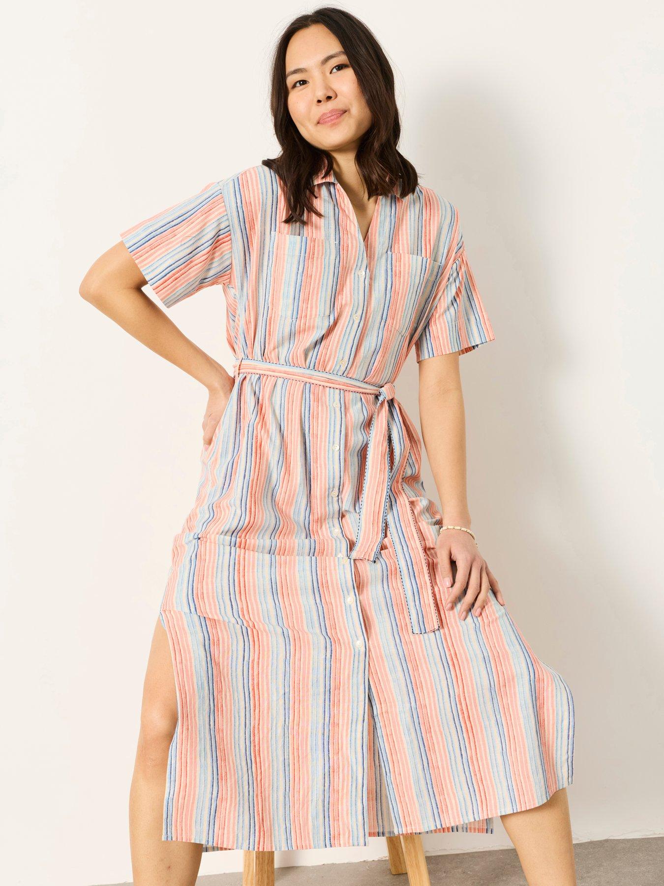 FatFace Susie Stripe Shirt Dress, Multi, Size 20, Women