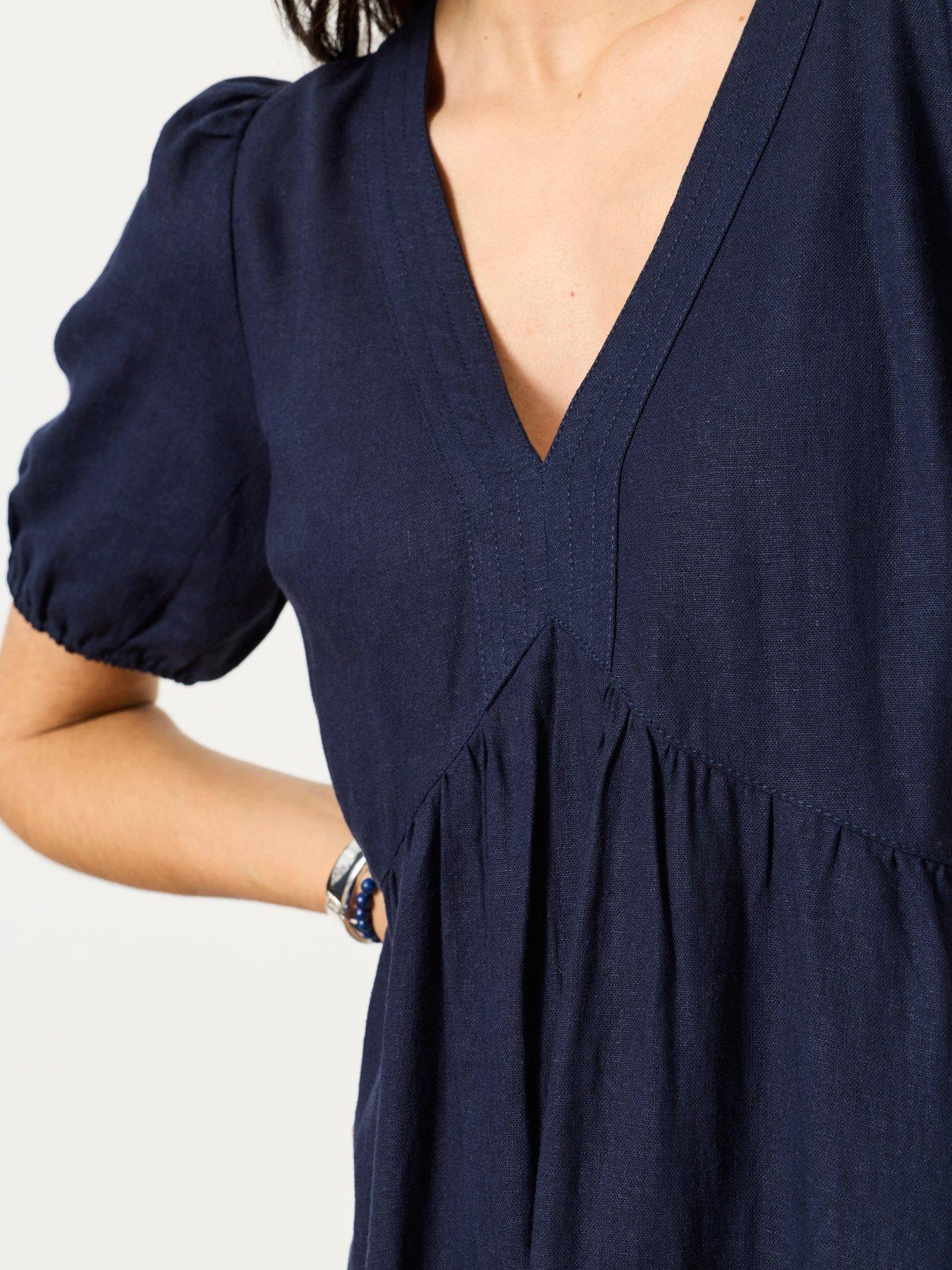 Image 5 of 6 of FatFace Remi Linen Midi Dress - Navy