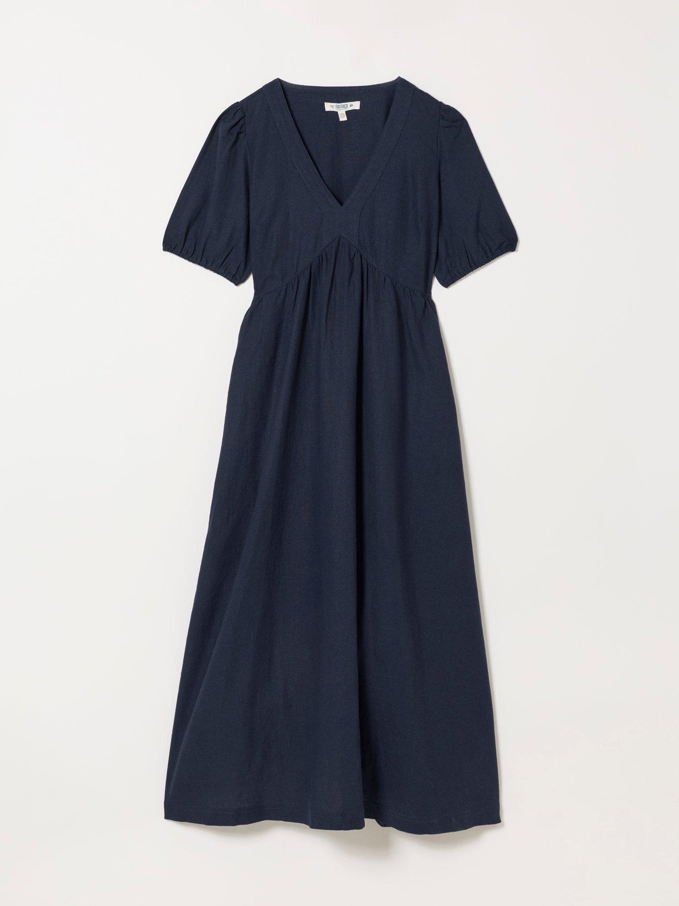 Image 6 of 6 of FatFace Remi Linen Midi Dress - Navy