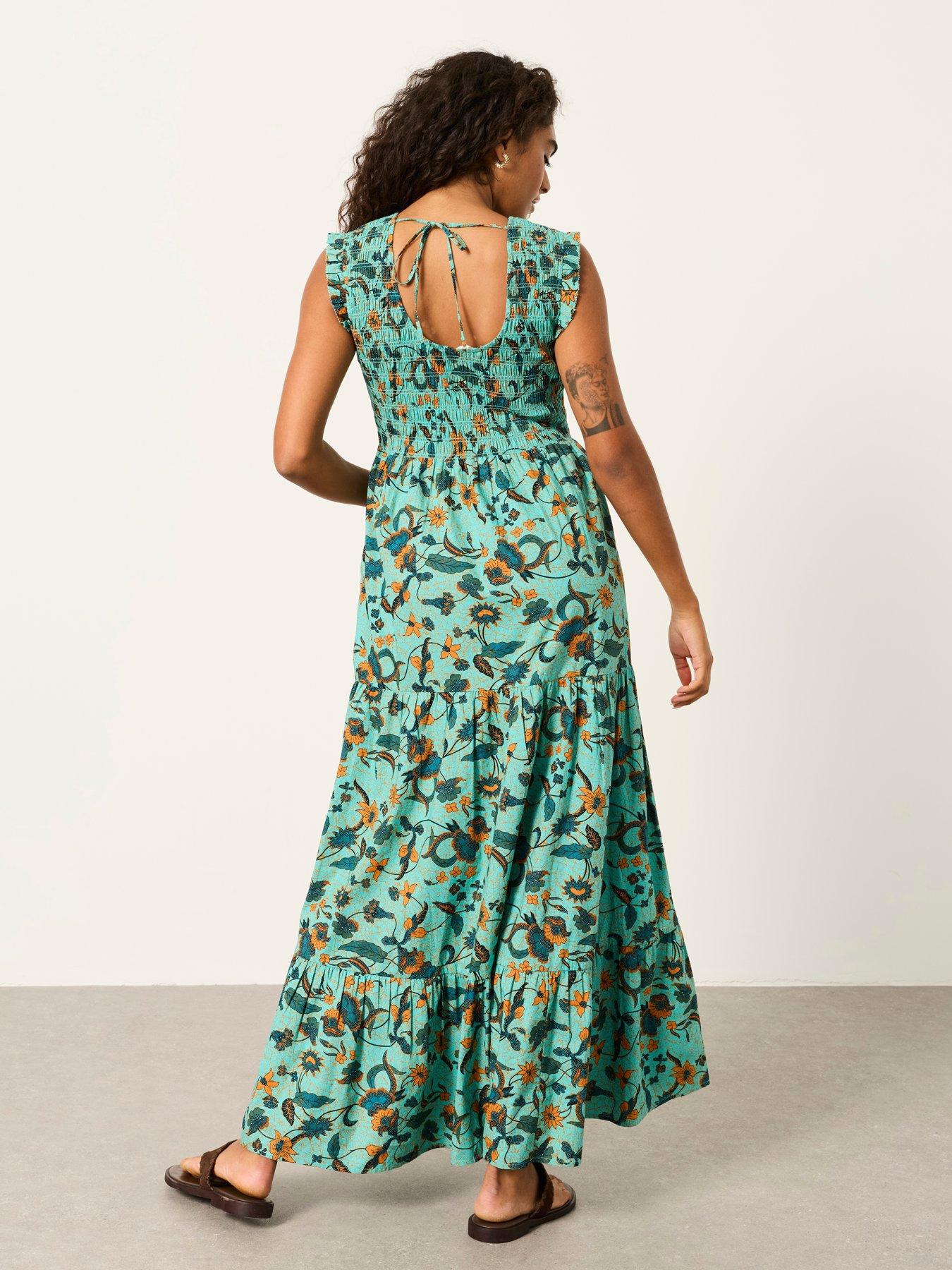 Image 2 of 7 of FatFace Anais Batik Maxi Dress - Blue