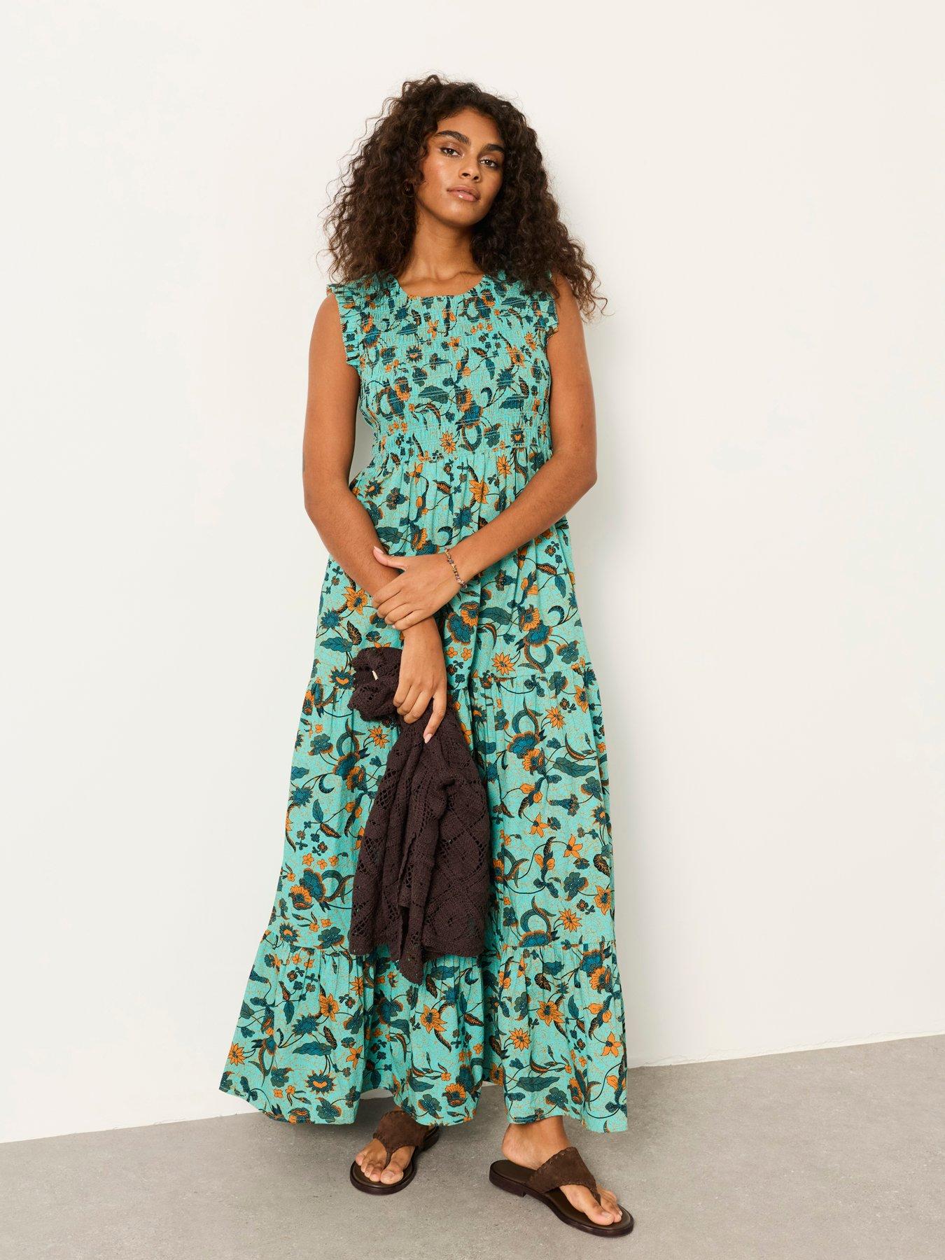 Image 3 of 7 of FatFace Anais Batik Maxi Dress - Blue