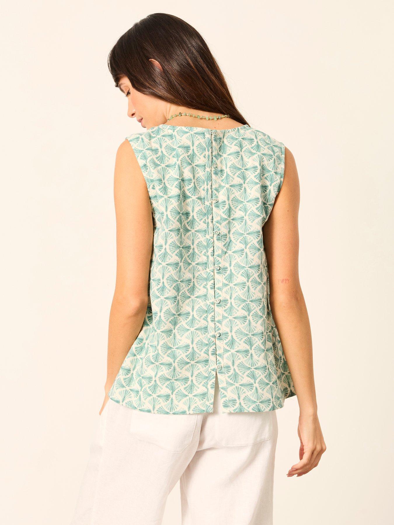 Image 2 of 6 of FatFace Etta Fan Geometric Cami Top - Cream