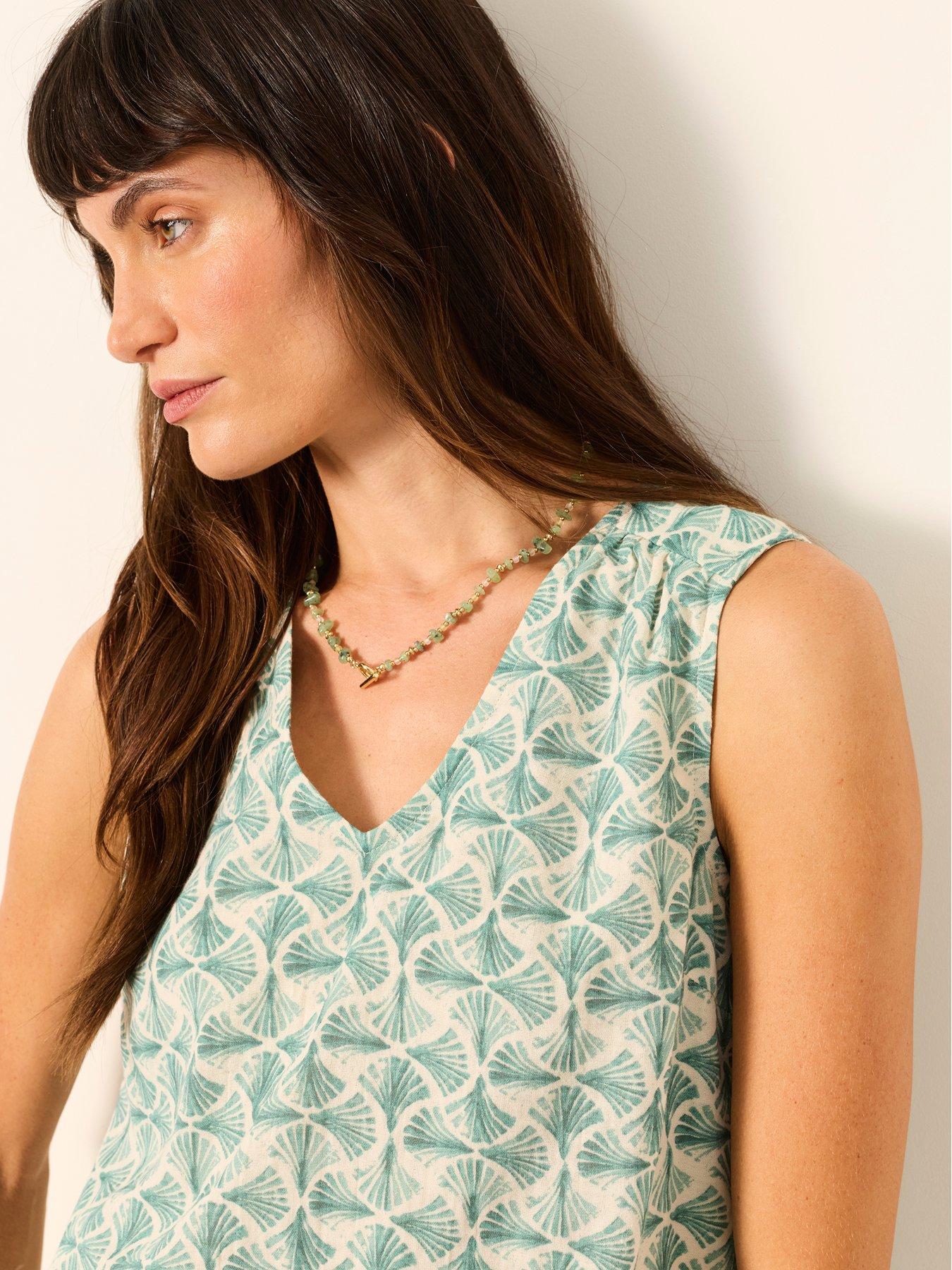 Image 4 of 6 of FatFace Etta Fan Geometric Cami Top - Cream