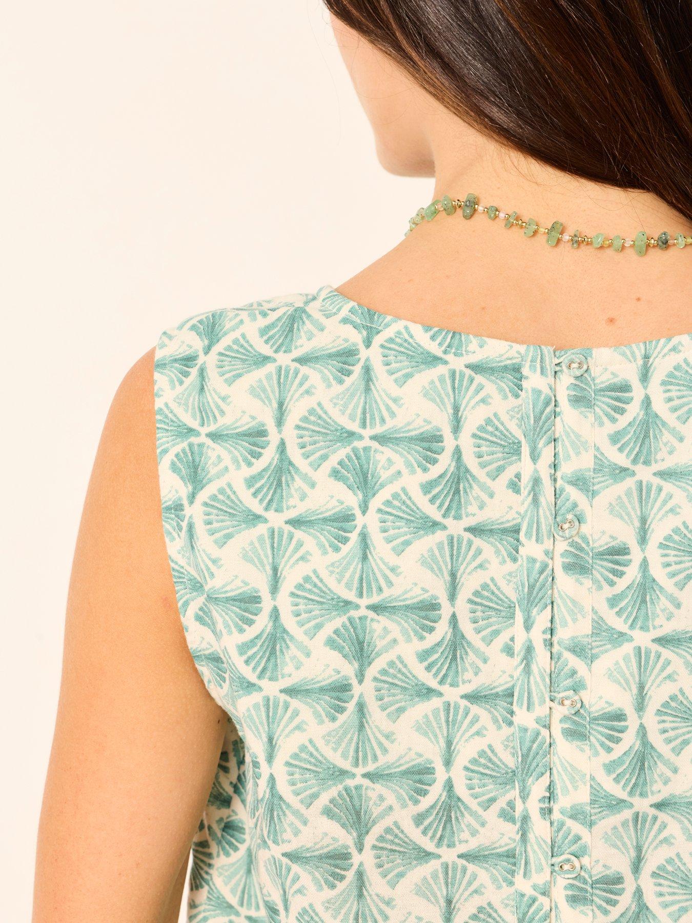Image 5 of 6 of FatFace Etta Fan Geometric Cami Top - Cream