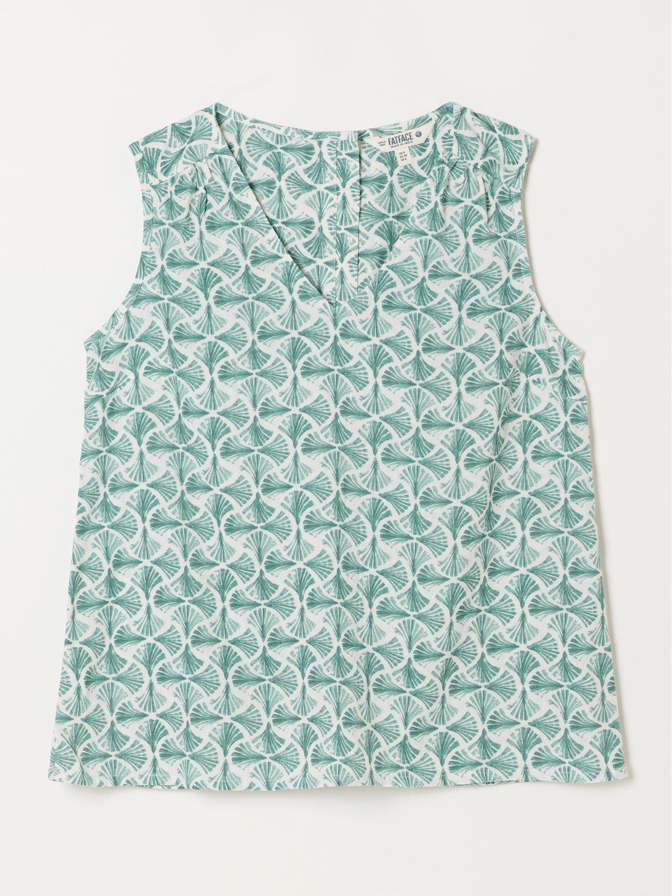 Image 6 of 6 of FatFace Etta Fan Geometric Cami Top - Cream