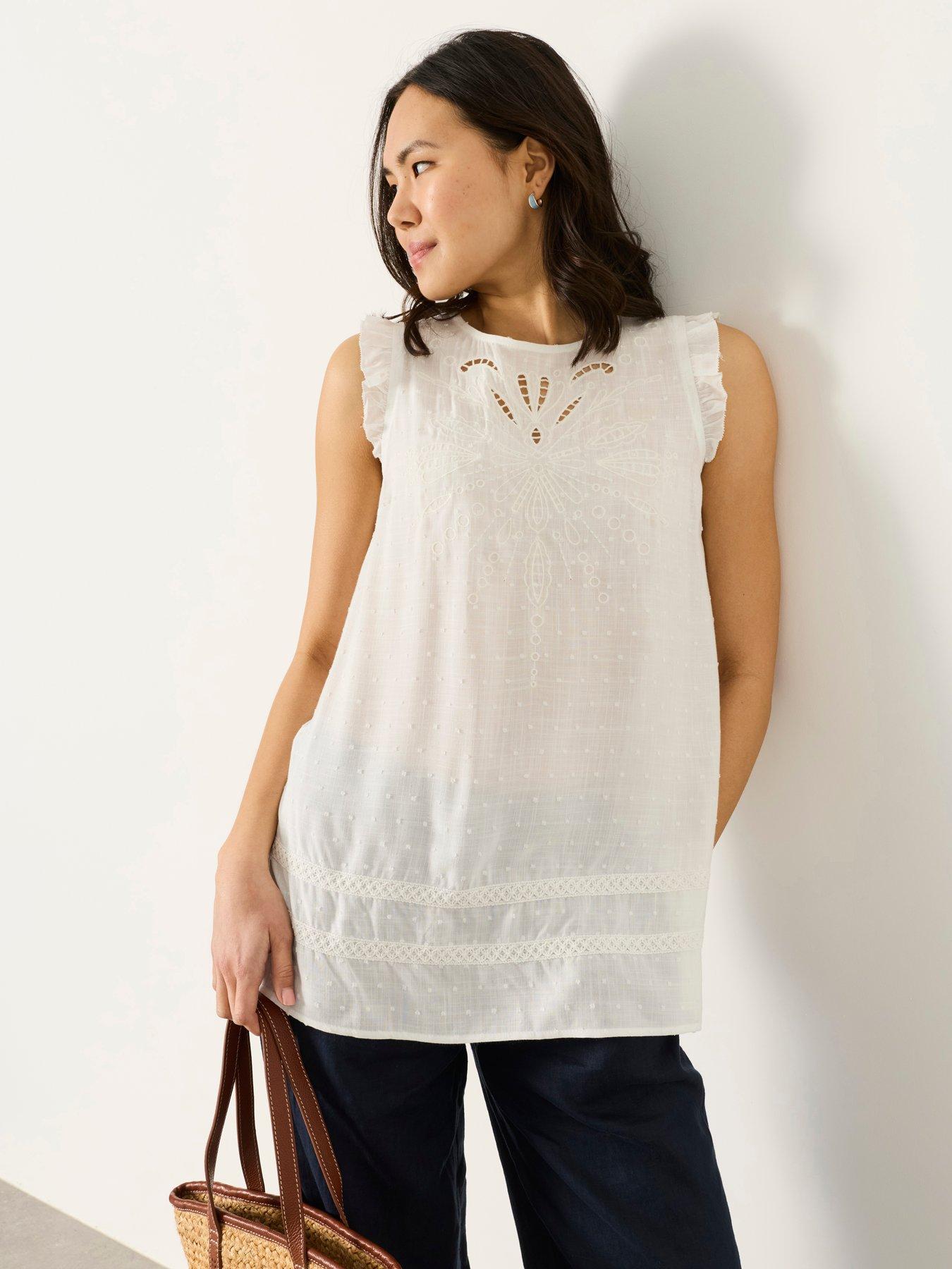 FatFace Vita Tunic, White, Size 20, Women
