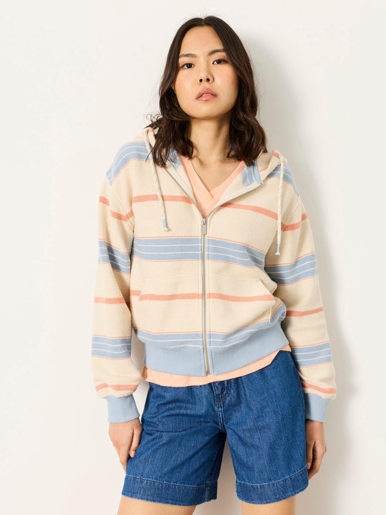 FatFace Homespin Zip Thru Hoodie, Multi, Size 24, Women