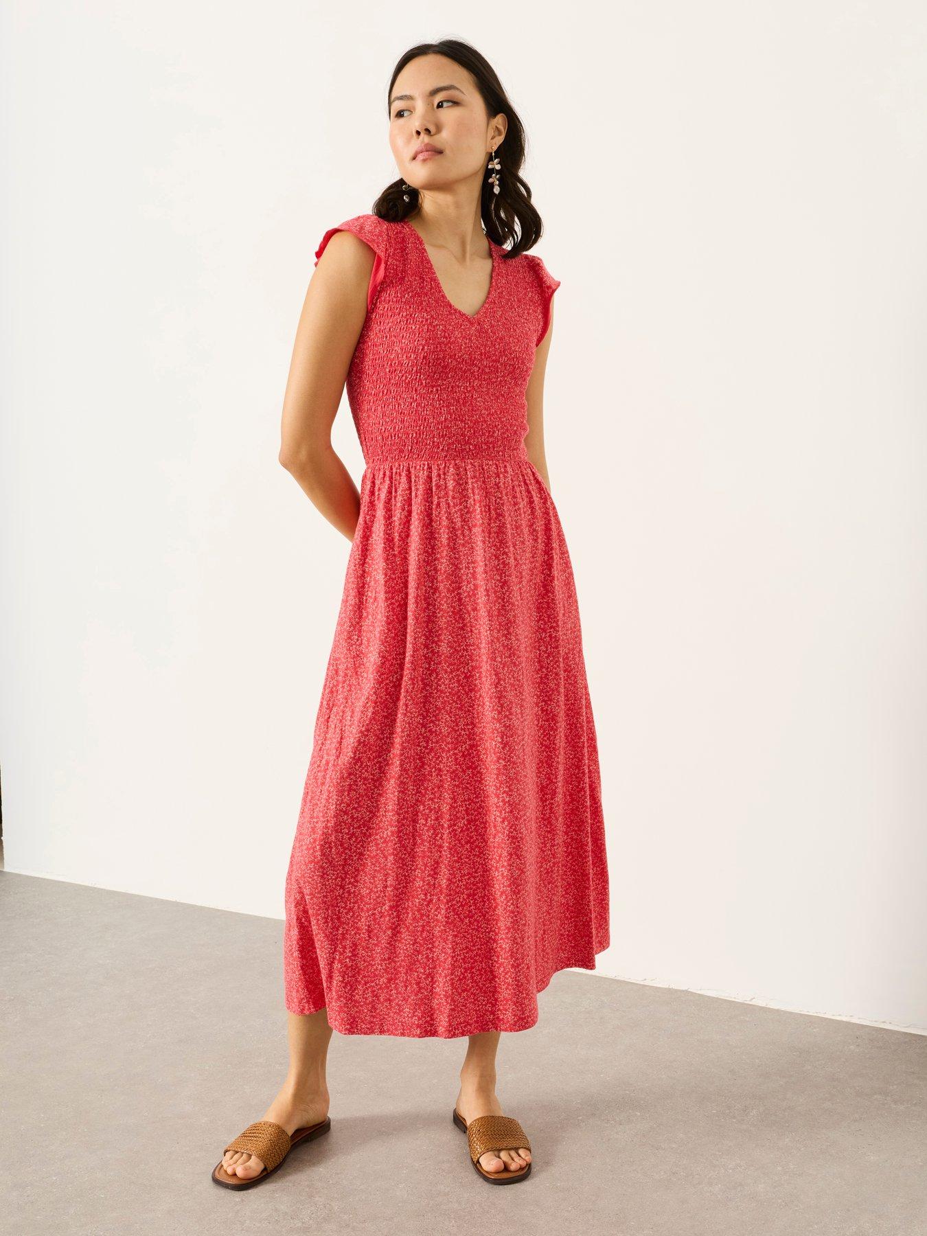 FatFace Demi Jersey Dress, Red, Size 20, Women