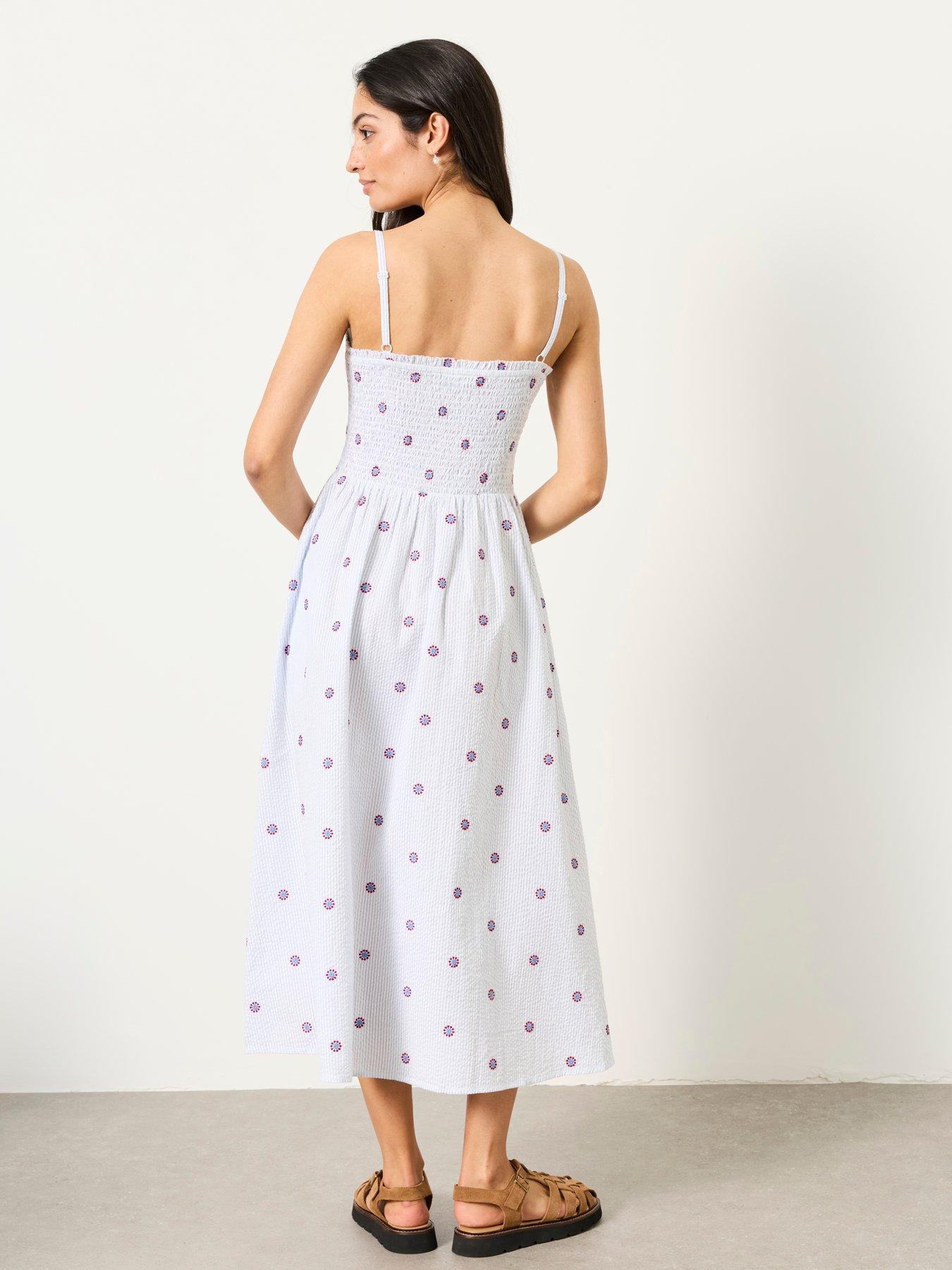 Image 2 of 5 of FatFace Emme Stripe Midi Dress - Blue