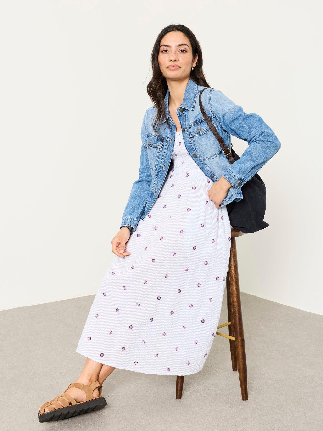 Image 3 of 5 of FatFace Emme Stripe Midi Dress - Blue