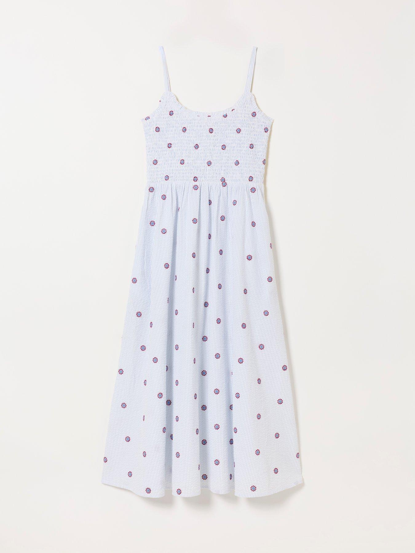 Image 5 of 5 of FatFace Emme Stripe Midi Dress - Blue