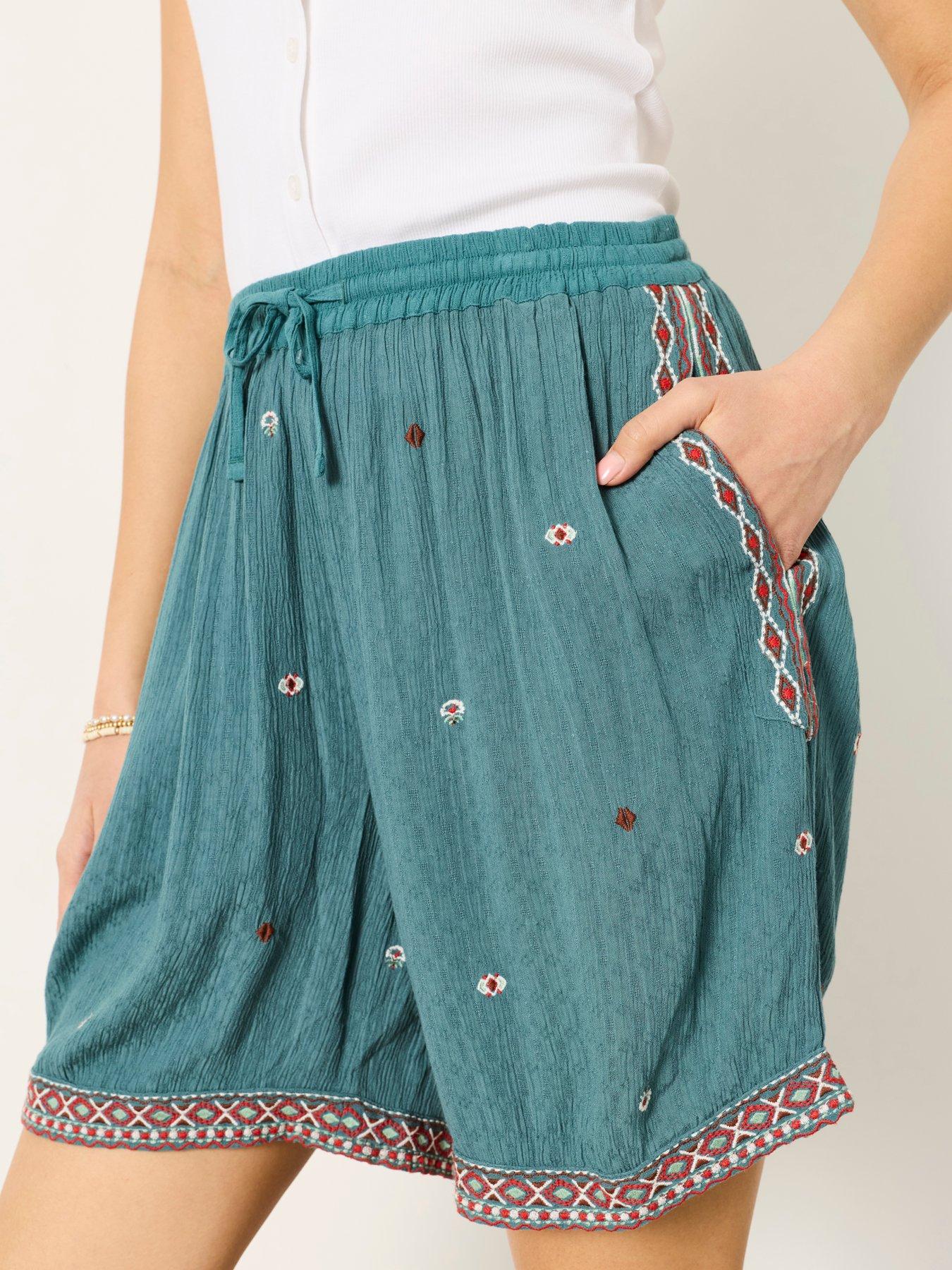 Image 6 of 7 of FatFace Evie Embroidery Shorts - Blue