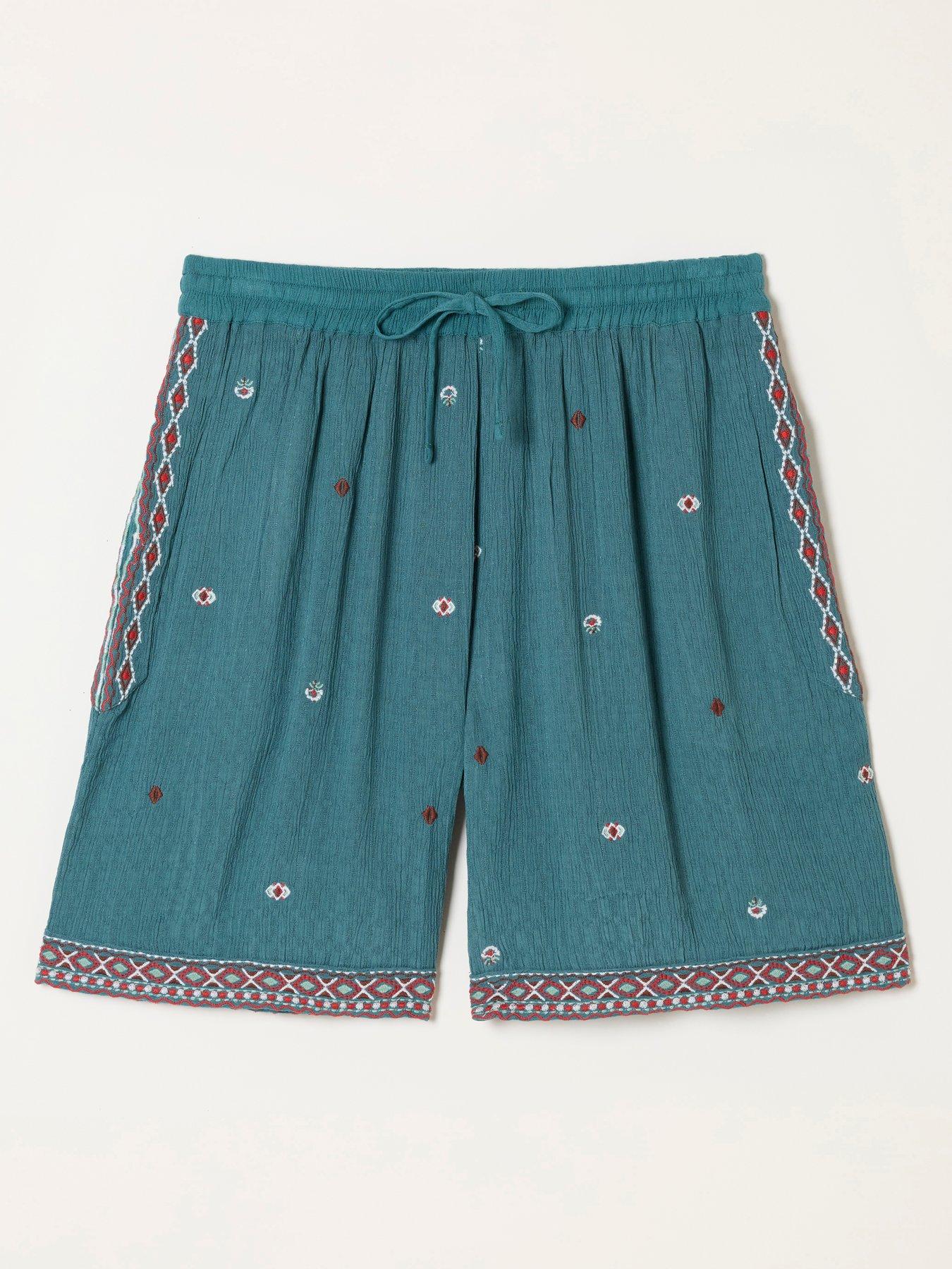 Image 7 of 7 of FatFace Evie Embroidery Shorts - Blue