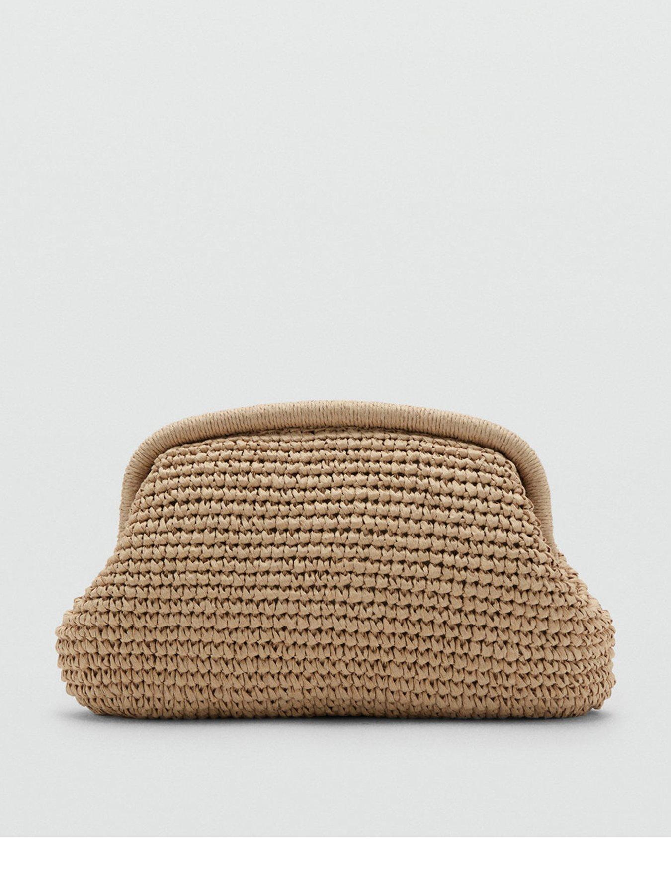Mango Natural Fiber Clutch Bag - Cream