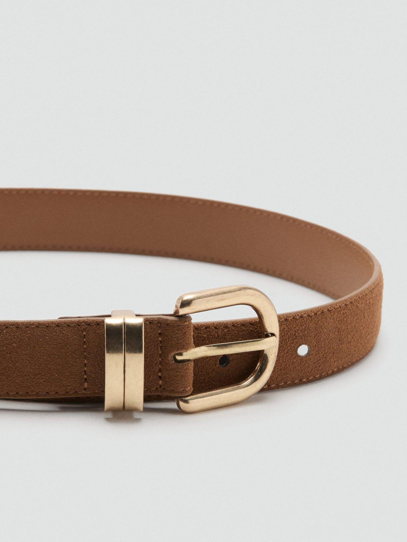 Image 2 of 4 of Mango Suede Leather Belt - Brown