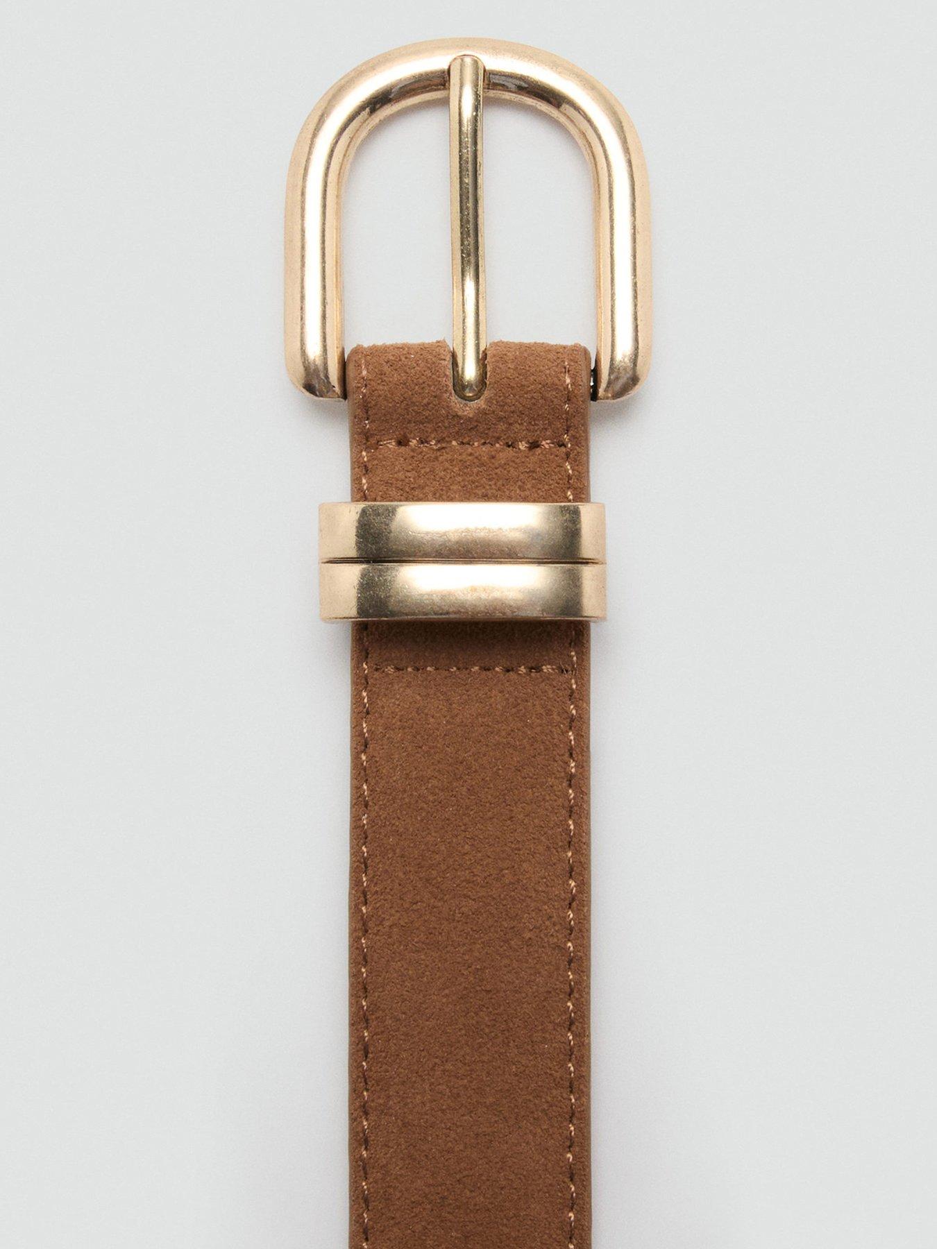 Image 3 of 4 of Mango Suede Leather Belt - Brown