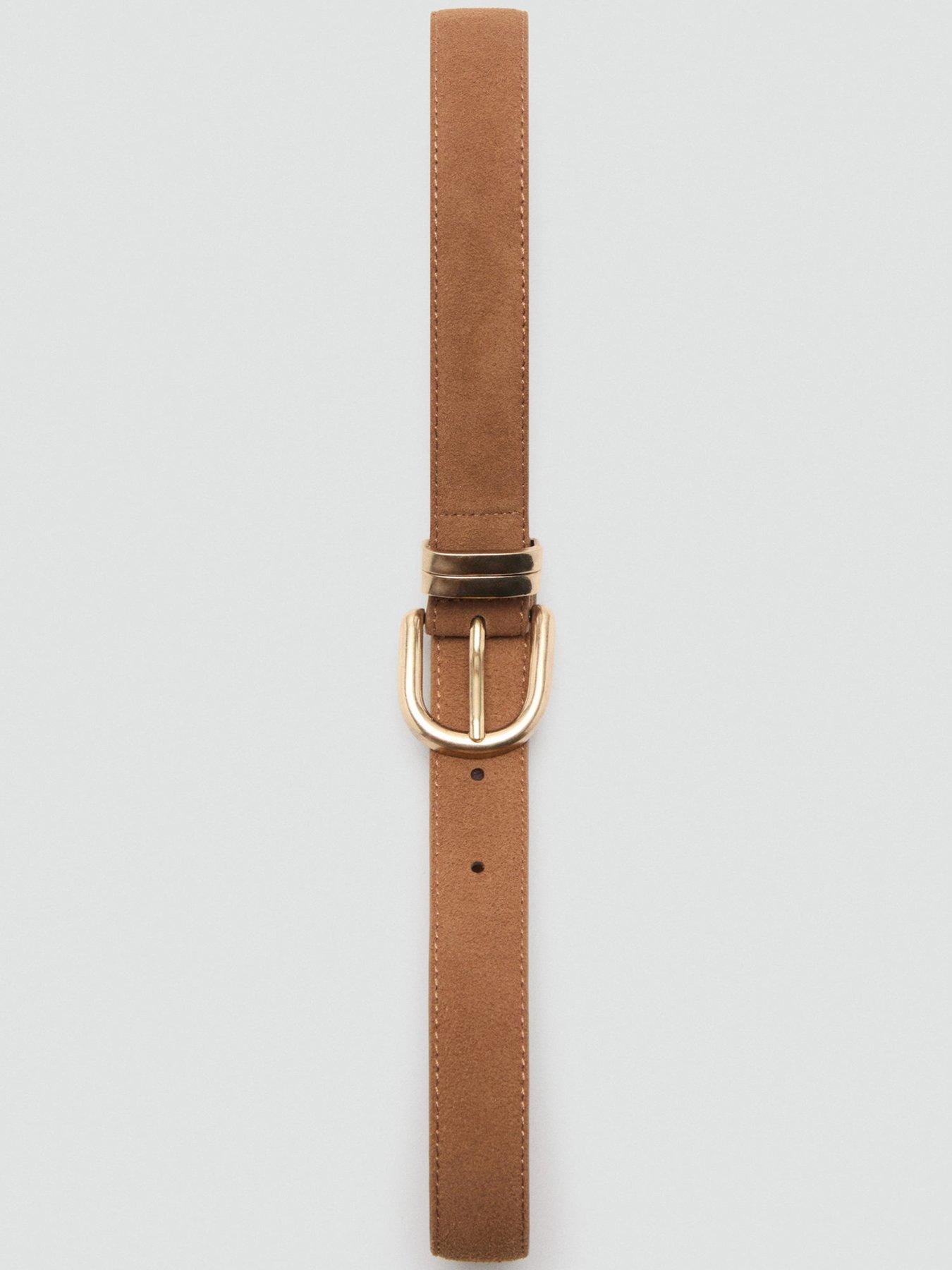Image 4 of 4 of Mango Suede Leather Belt - Brown