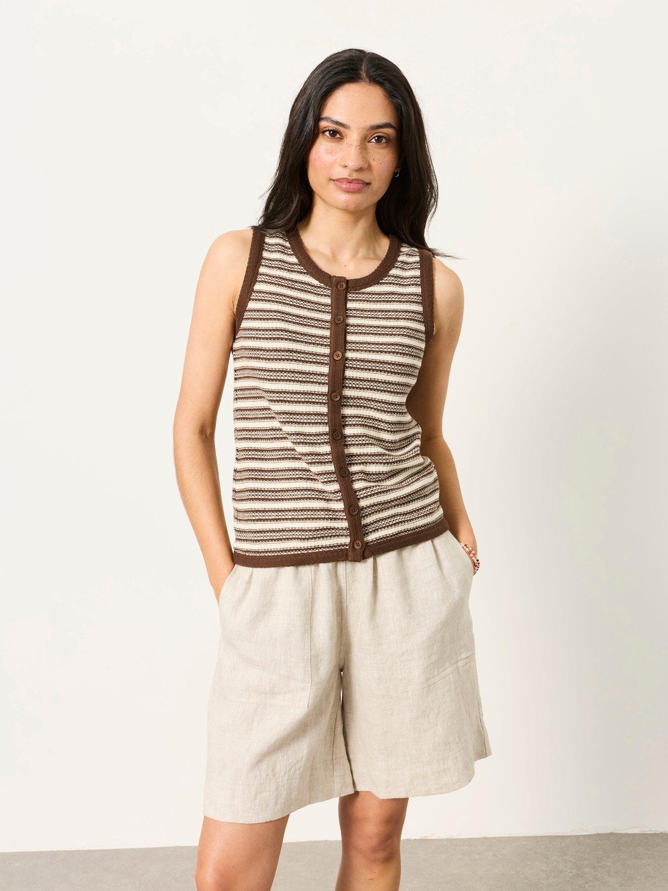 Image 1 of 6 of FatFace Rosa Stripe Waistcoat - Multi