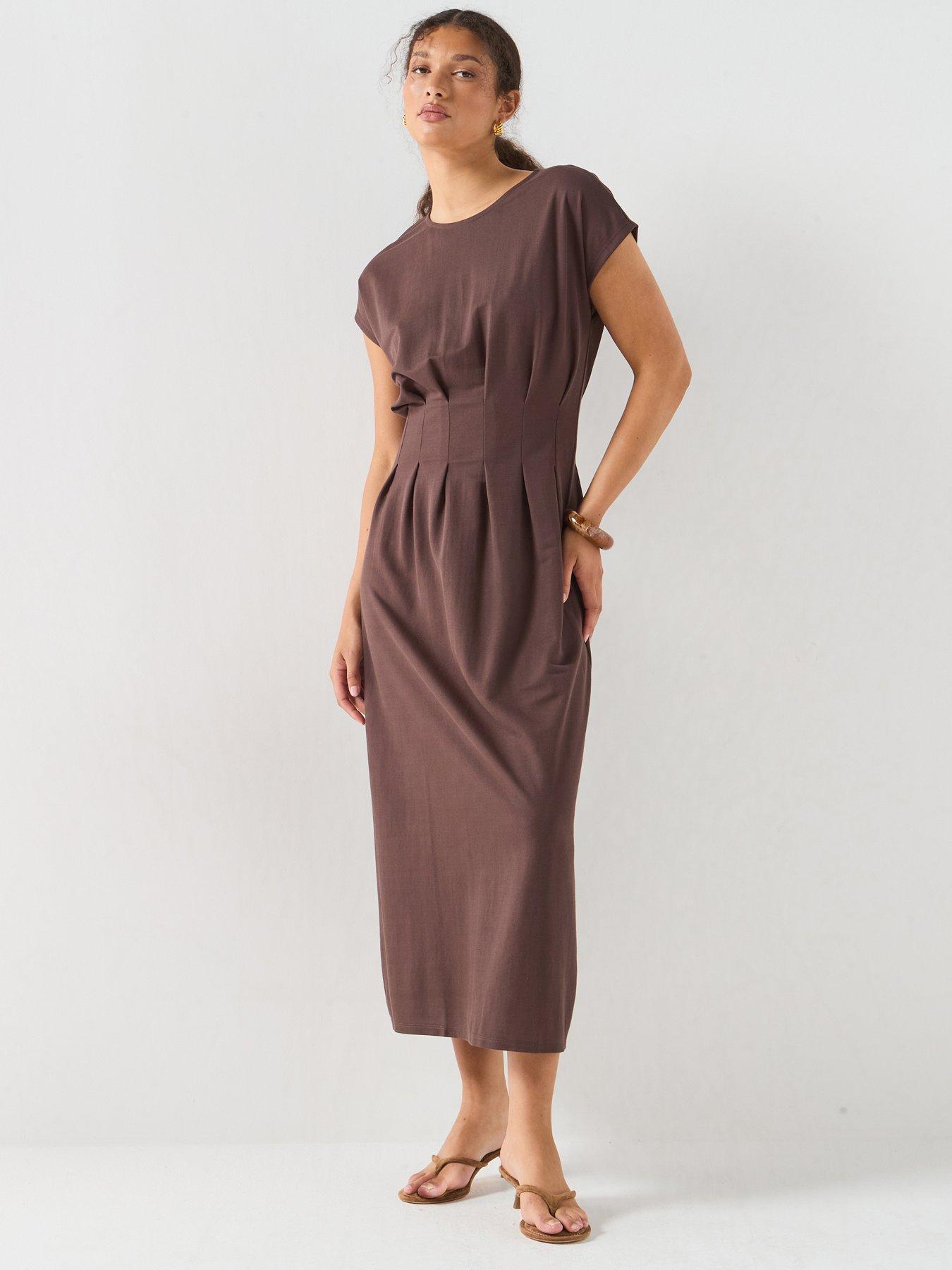 JDY Rebekka Life Midi Dress - Brown