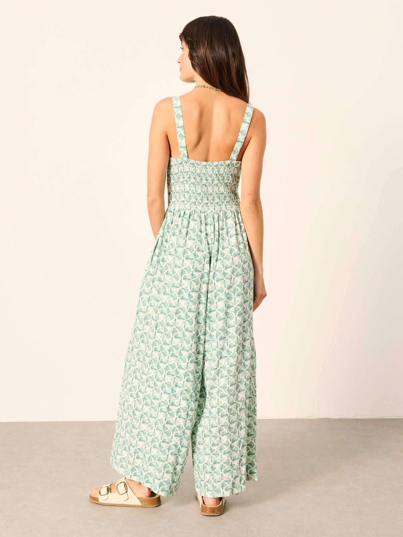 Image 2 of 6 of FatFace Ruby Geometric Jumpsuit - Green