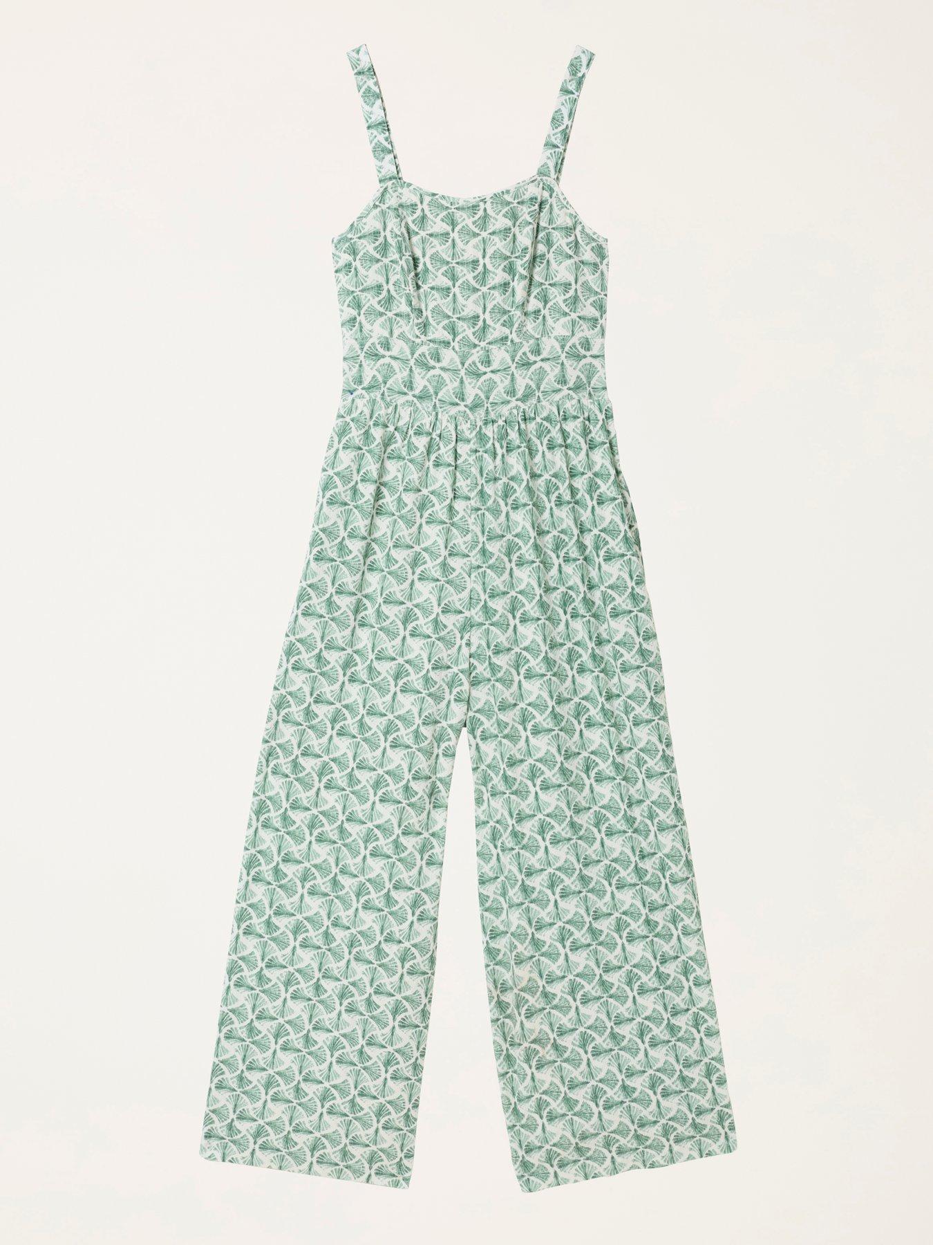 Image 6 of 6 of FatFace Ruby Geometric Jumpsuit - Green