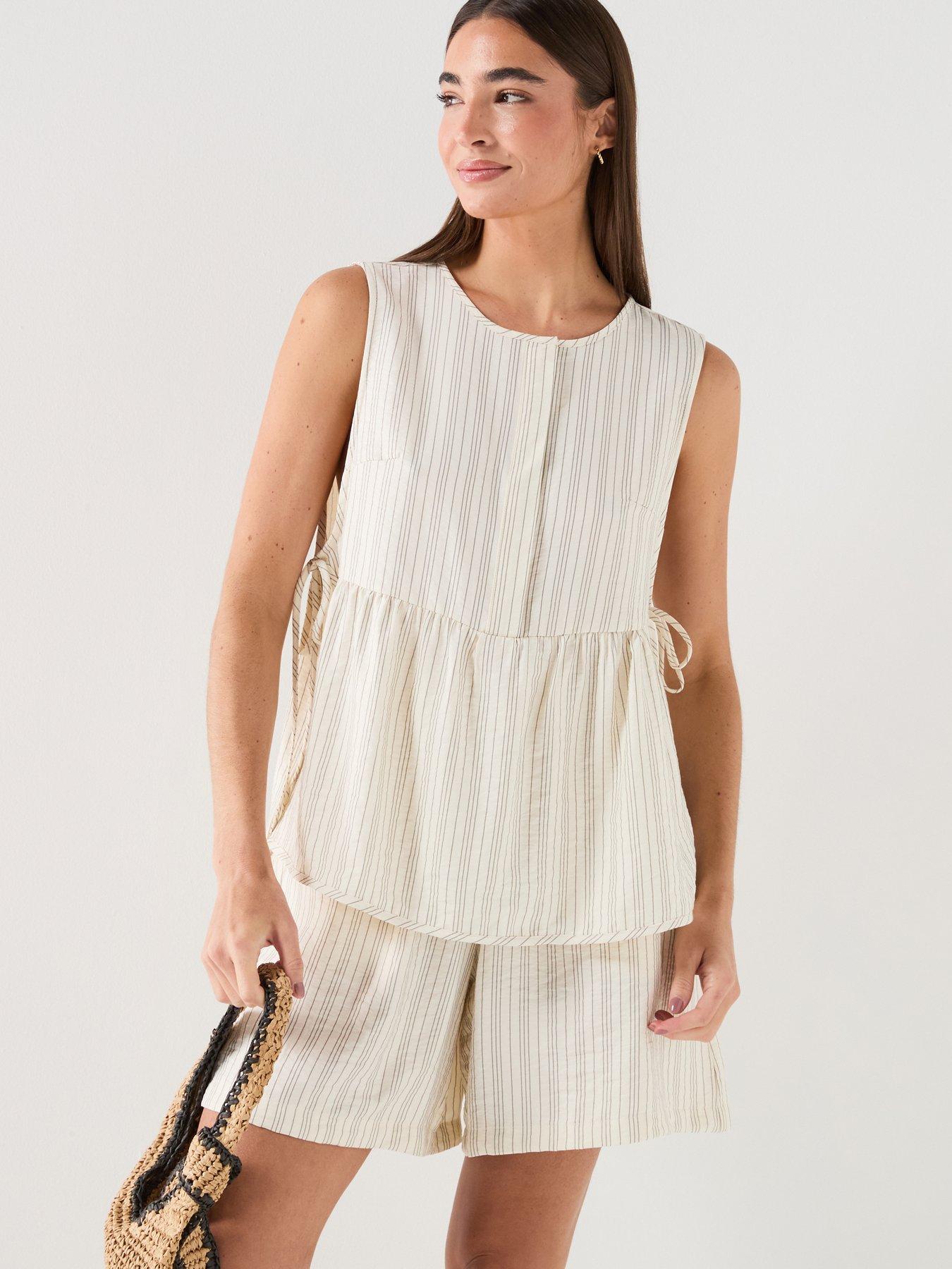 JDY Jdymeghan S/L Tie Top Wvn - Cream