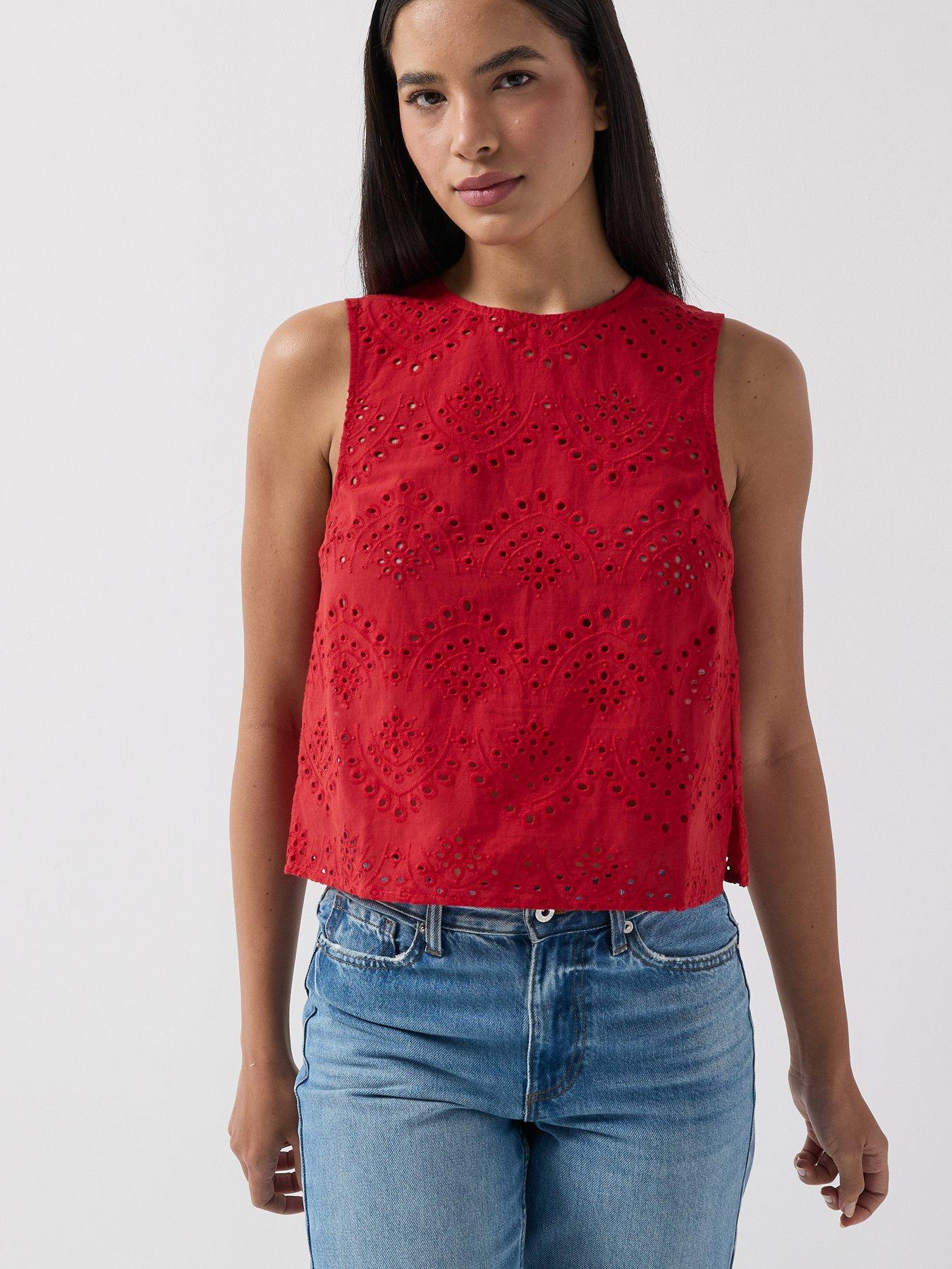 PIECES Vilde Sleeveless Top - Red