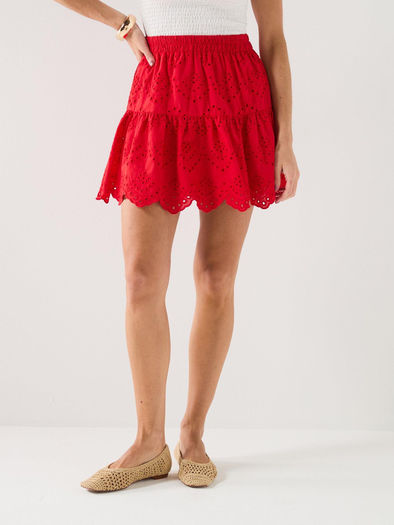 PIECES Vilde High Waisted Mini Skirt, Adrenaline Rush, Size Xs, Women