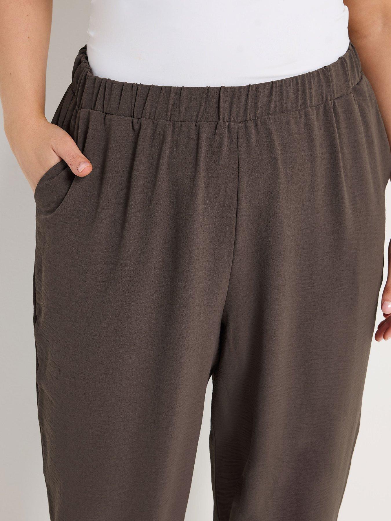 Image 4 of 5 of Yours Curve Airflow Balloon Trousers - Brown