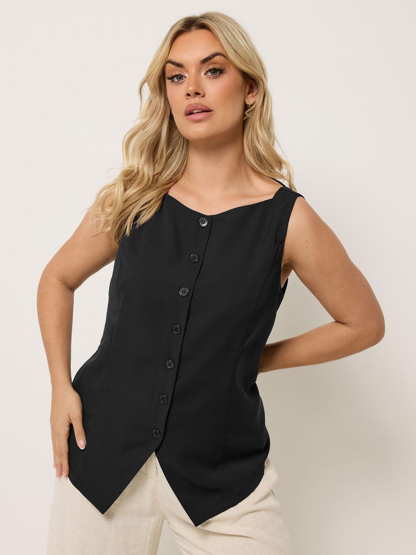 Yours Curve Elongated Waistcoat - Black