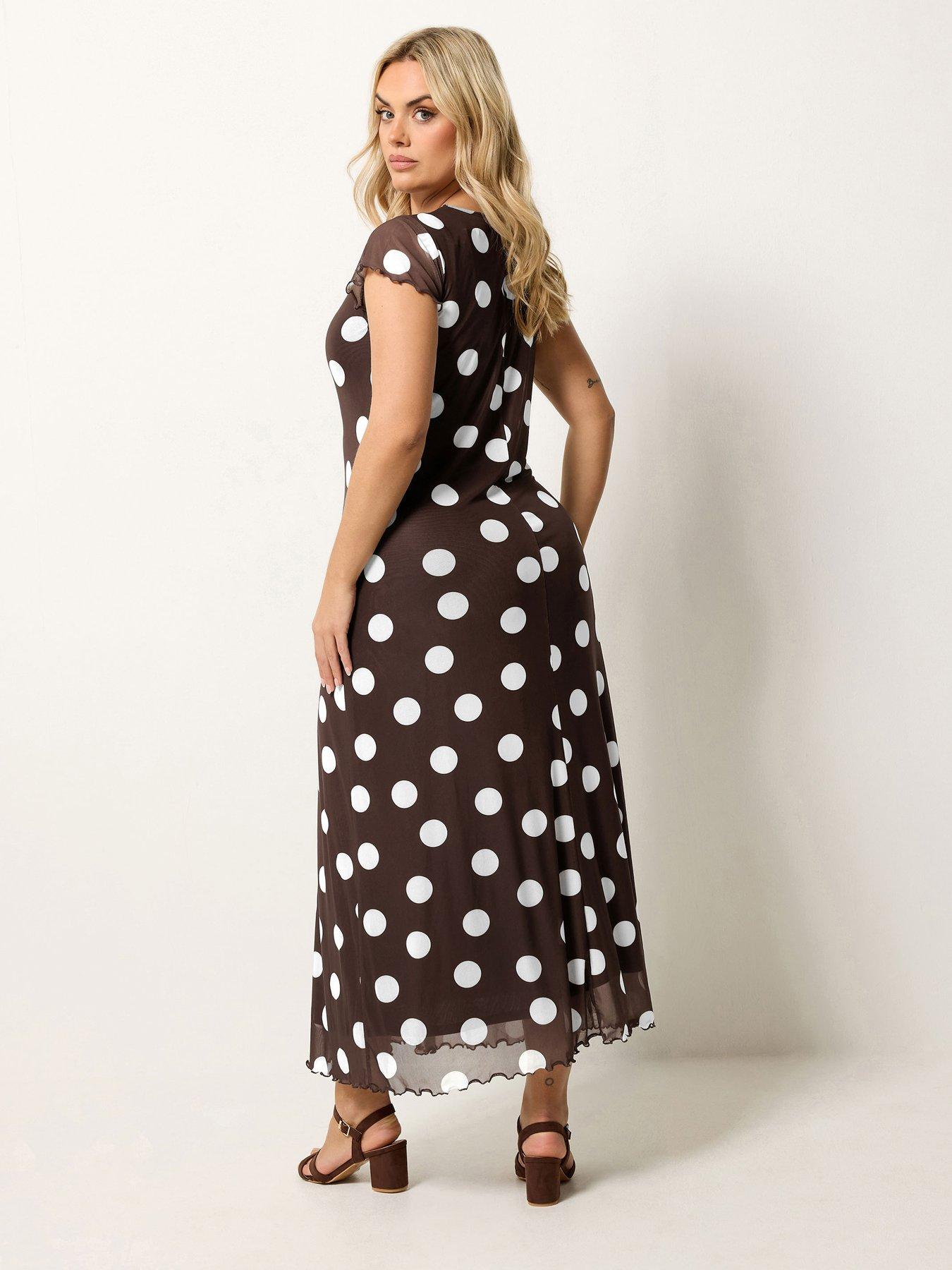 Image 2 of 5 of Yours Curve Mesh Polka Dot Print Maxi Dress
