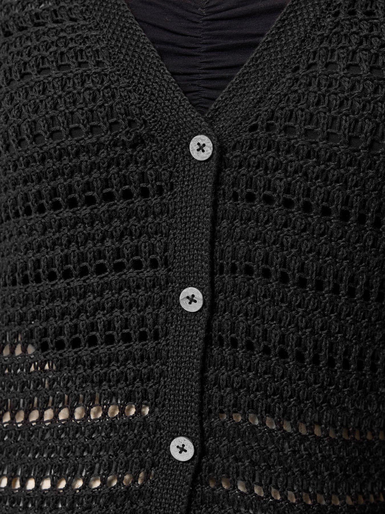 Image 4 of 5 of Yours Curve Pointelle Stitch Button Cardigan