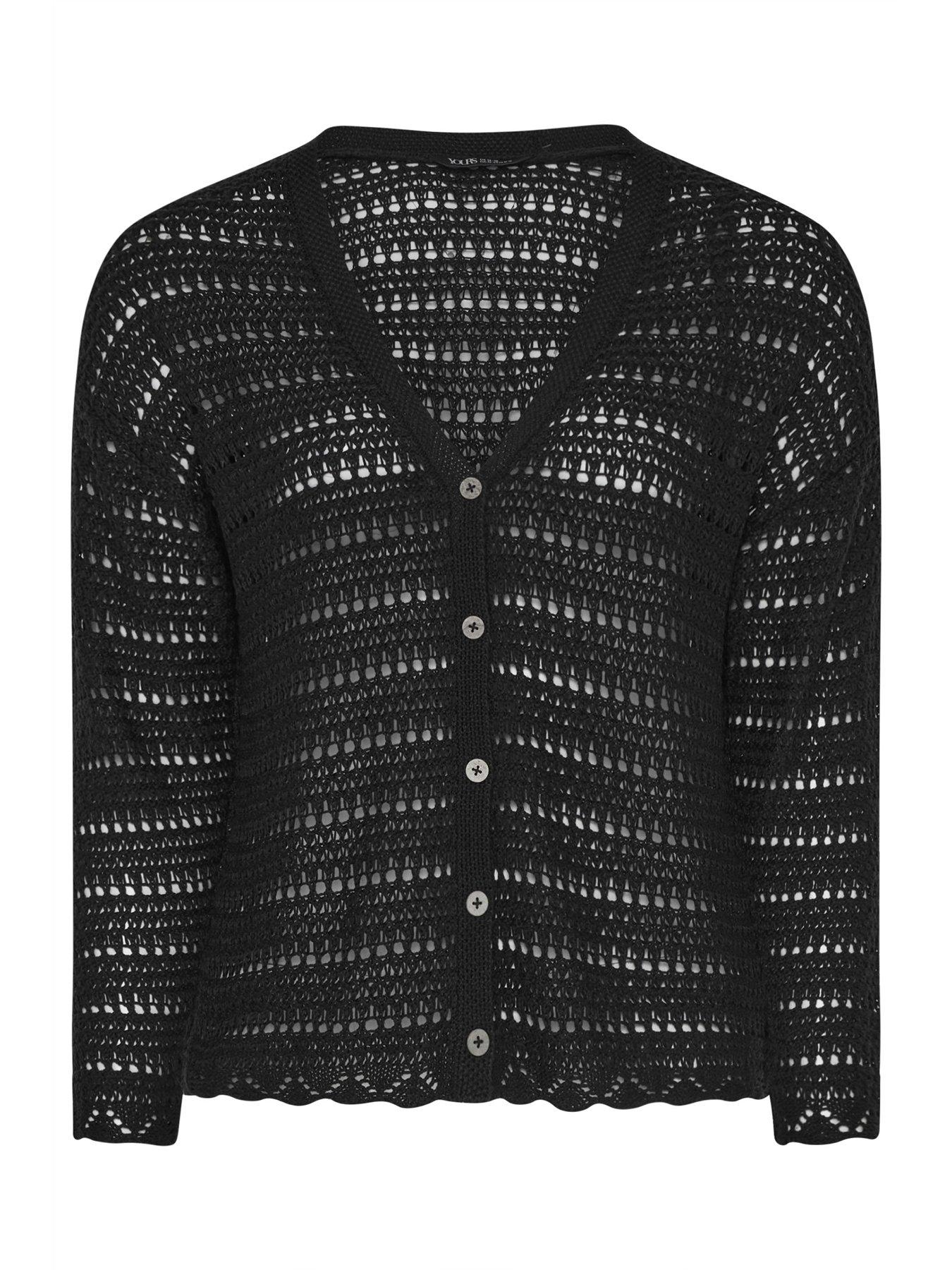 Image 5 of 5 of Yours Curve Pointelle Stitch Button Cardigan