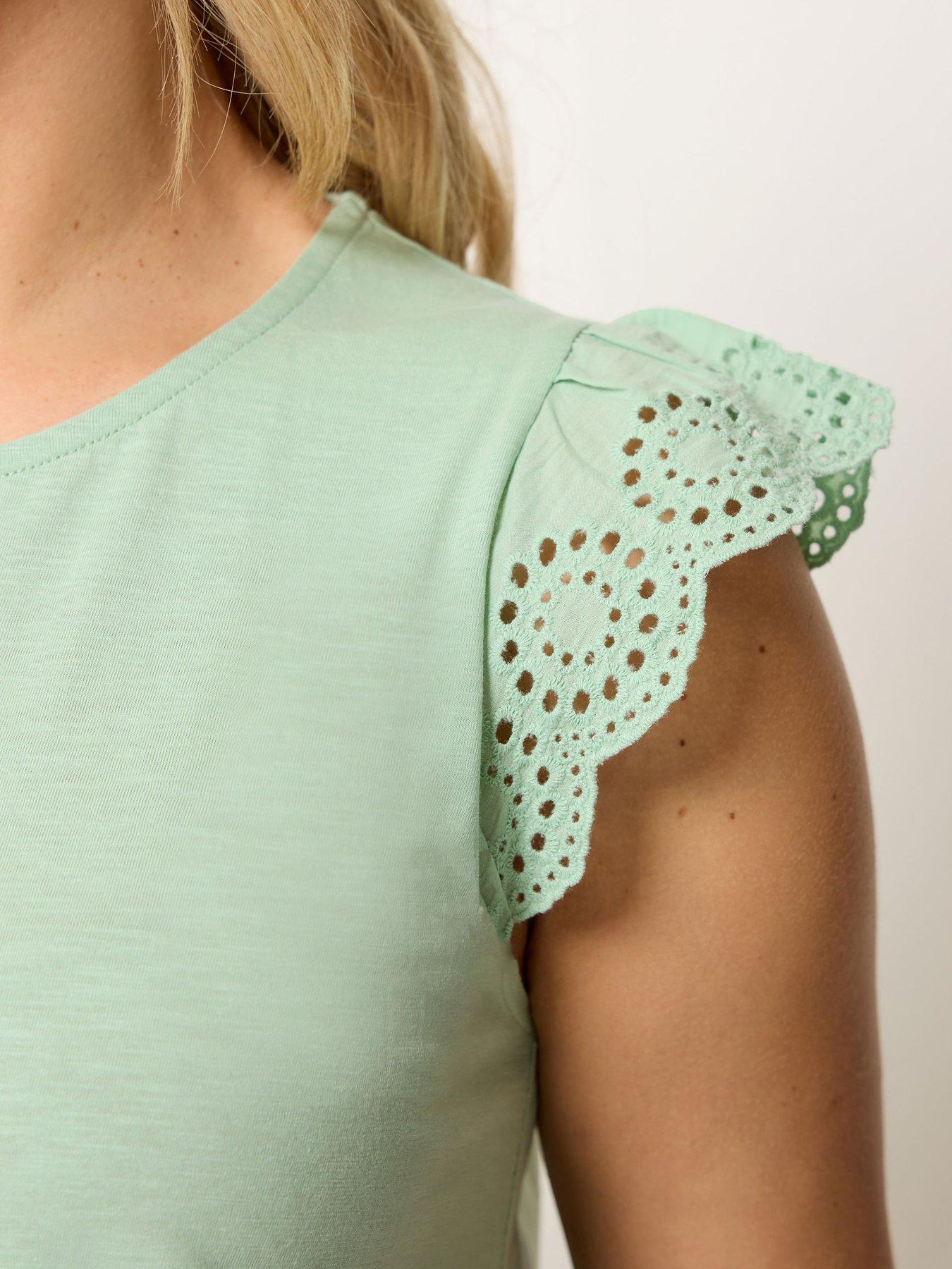 Image 4 of 4 of Yours Curve Broderie Frill Sleeve Vest