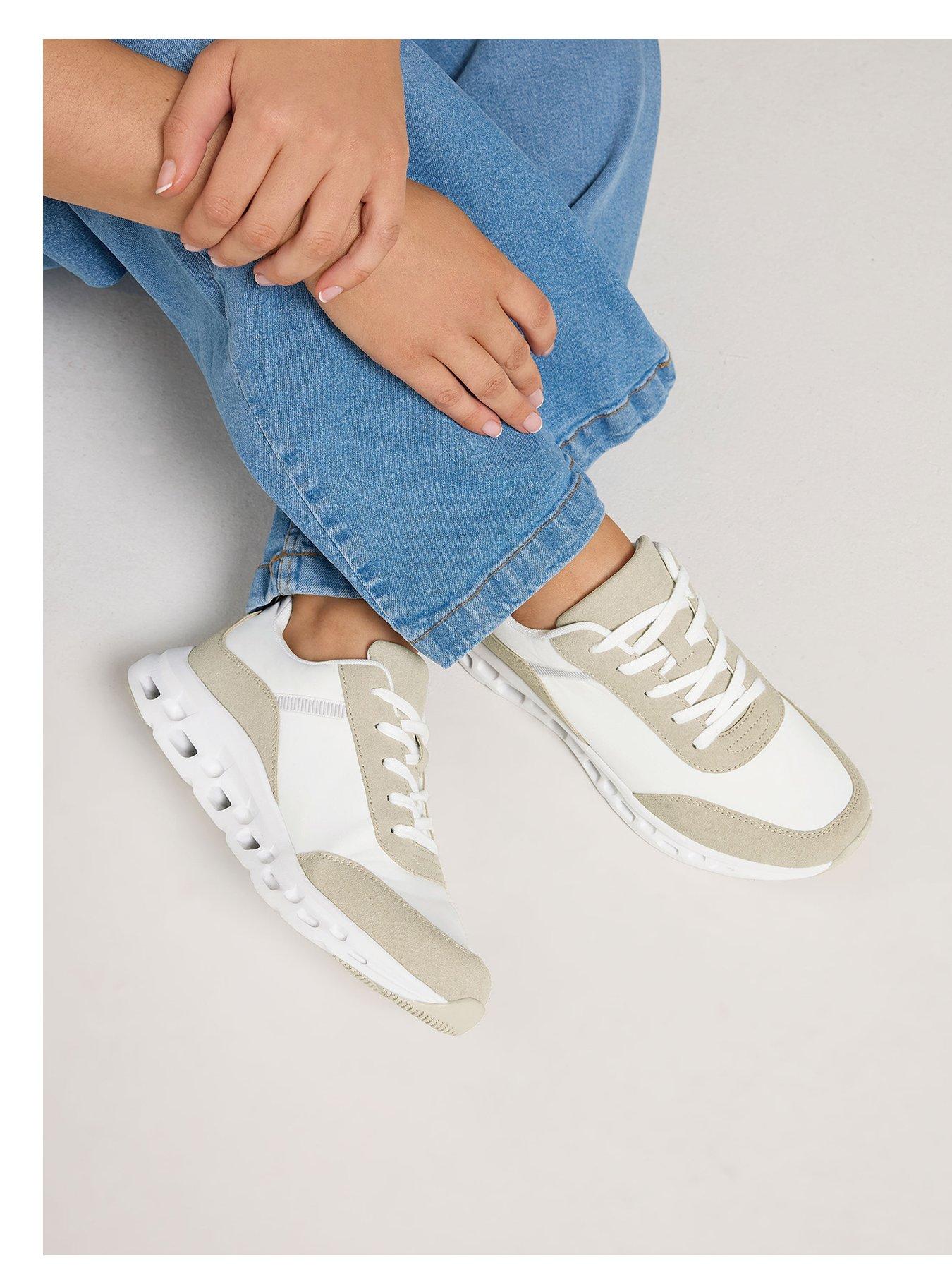 Yours Extra Wide Chunky Lace Up Runner Shoe - White