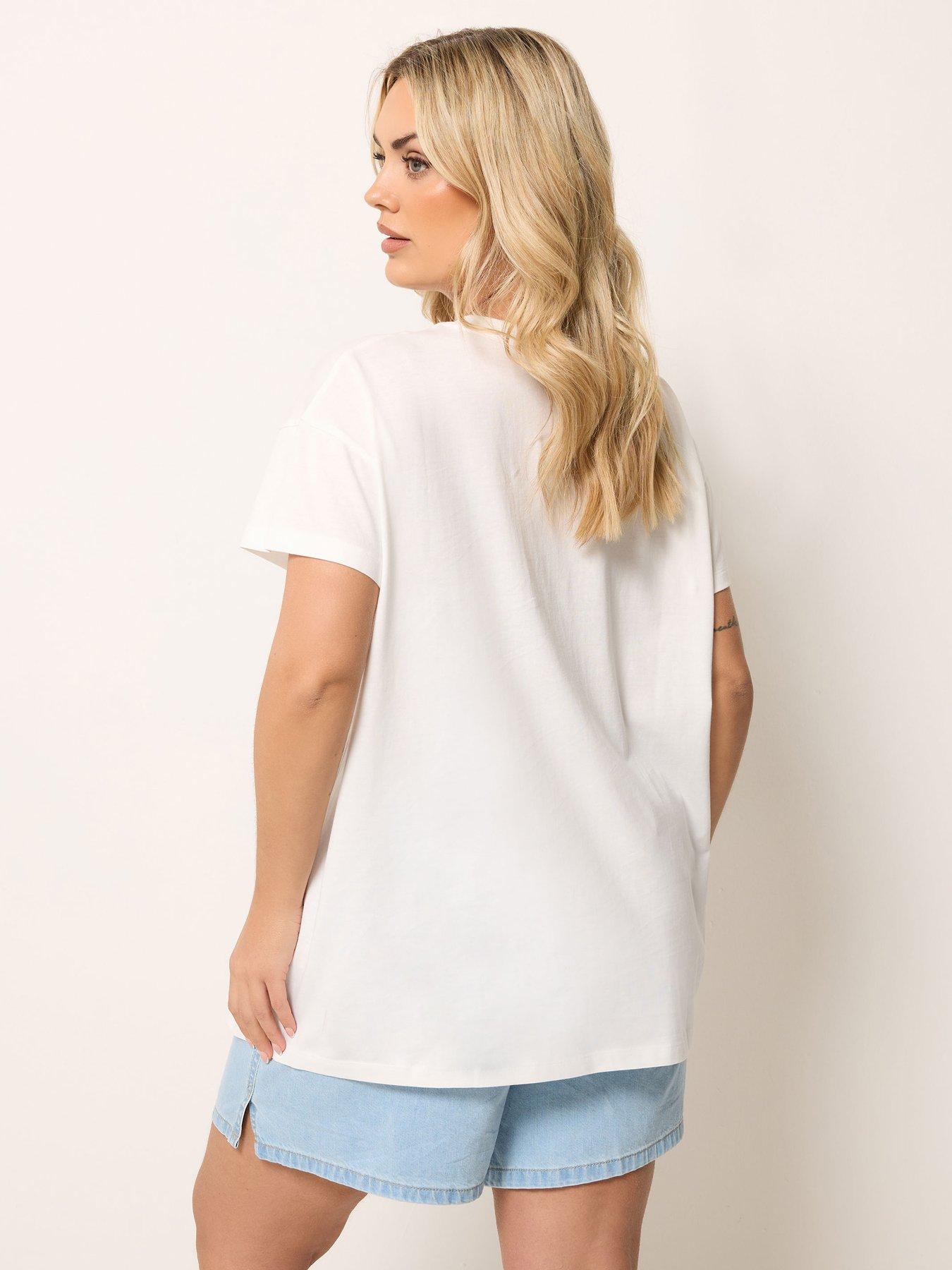 Image 2 of 4 of Yours Curve Placement Core T-Shirt - White