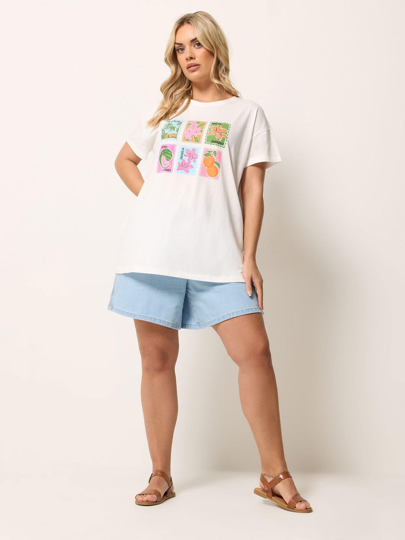 Image 3 of 4 of Yours Curve Placement Core T-Shirt - White