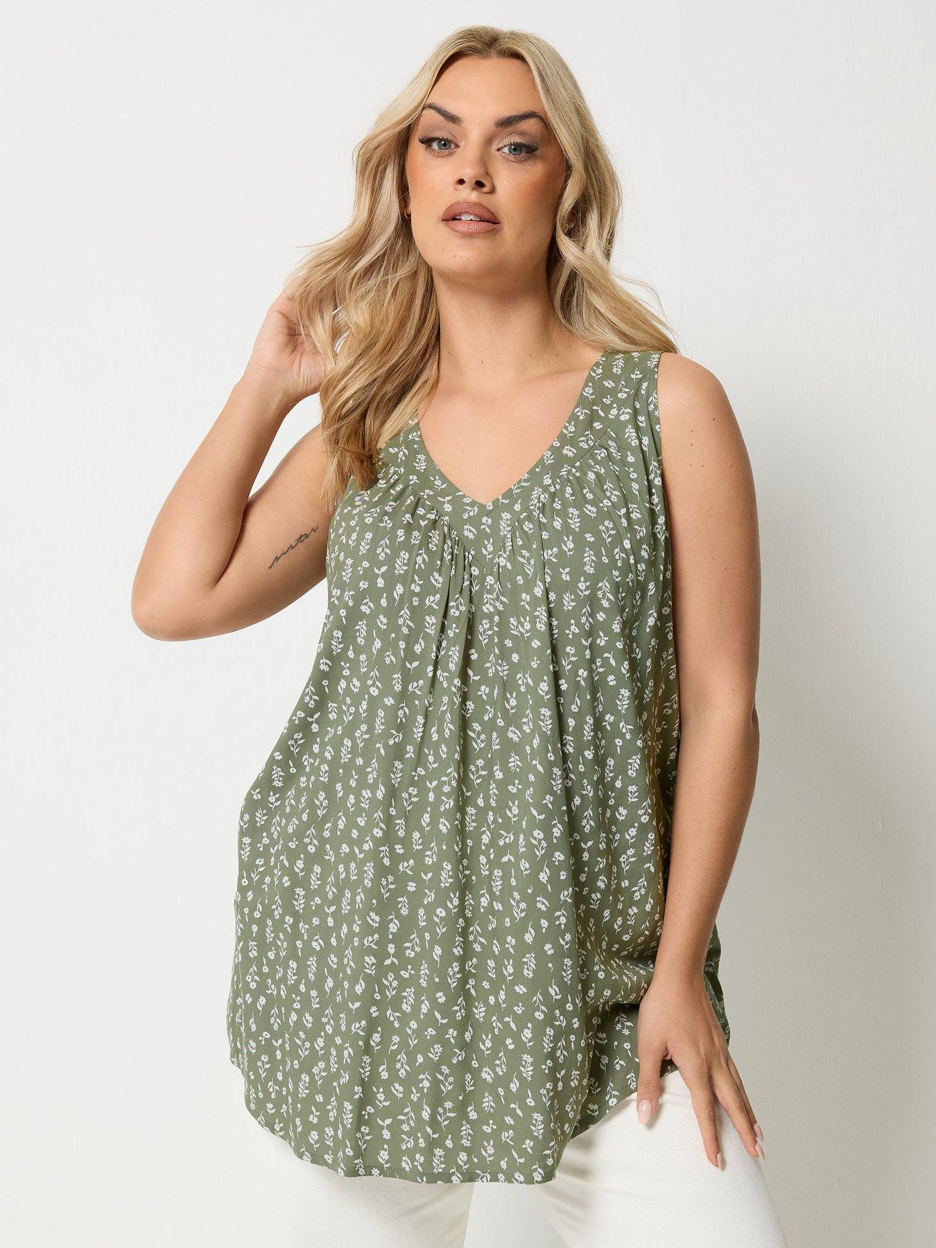 Yours Curve V-Neck Cami Top - Green