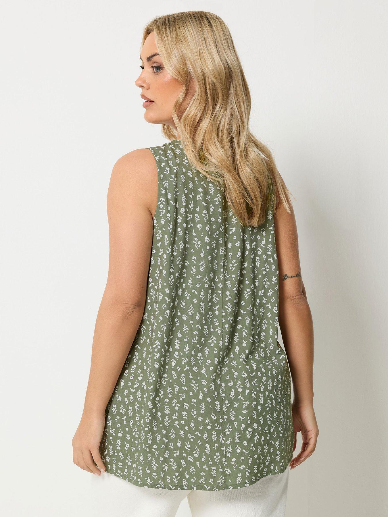 Image 2 of 5 of Yours Curve V-Neck Cami Top - Green