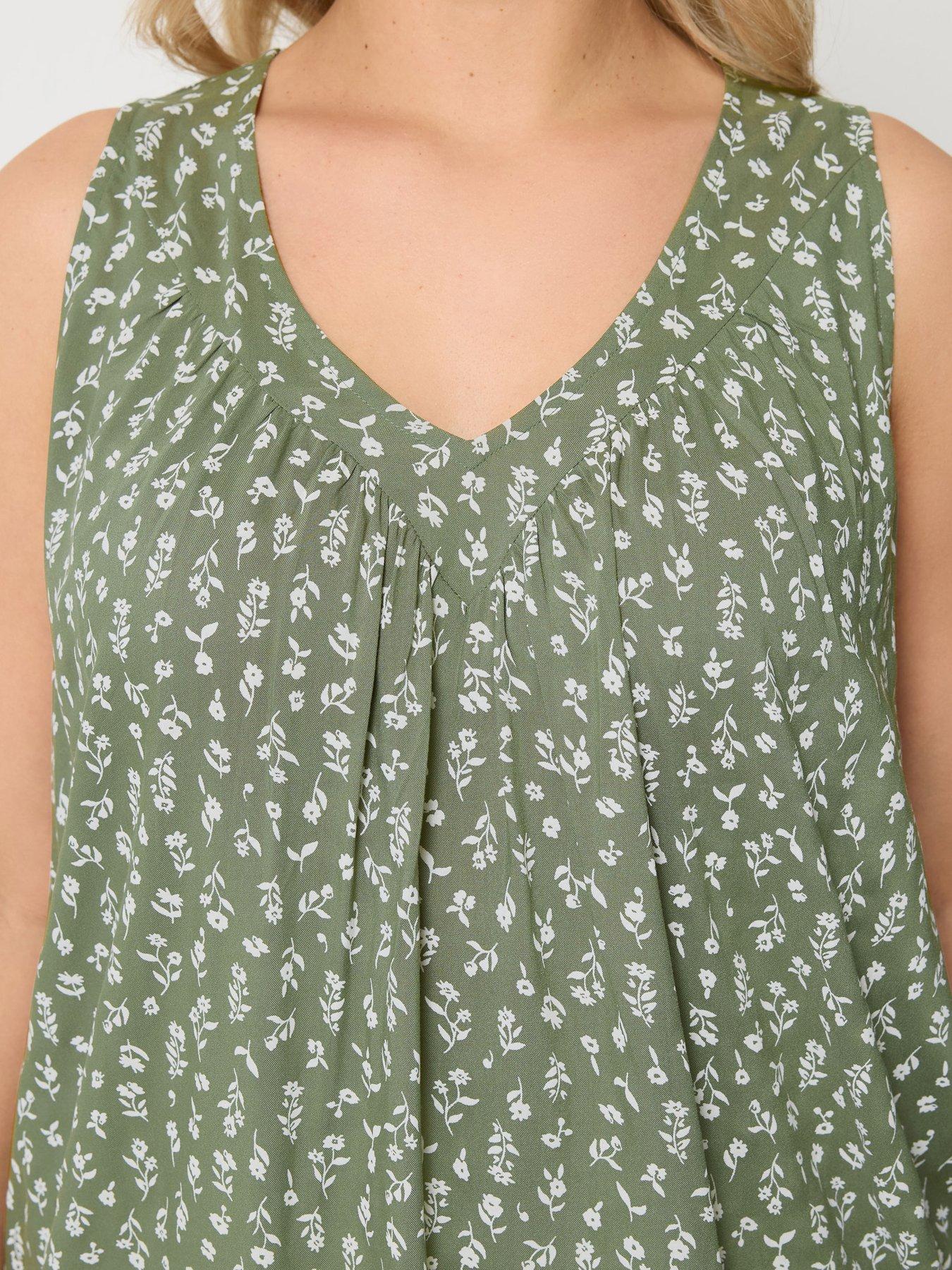 Image 4 of 5 of Yours Curve V-Neck Cami Top - Green