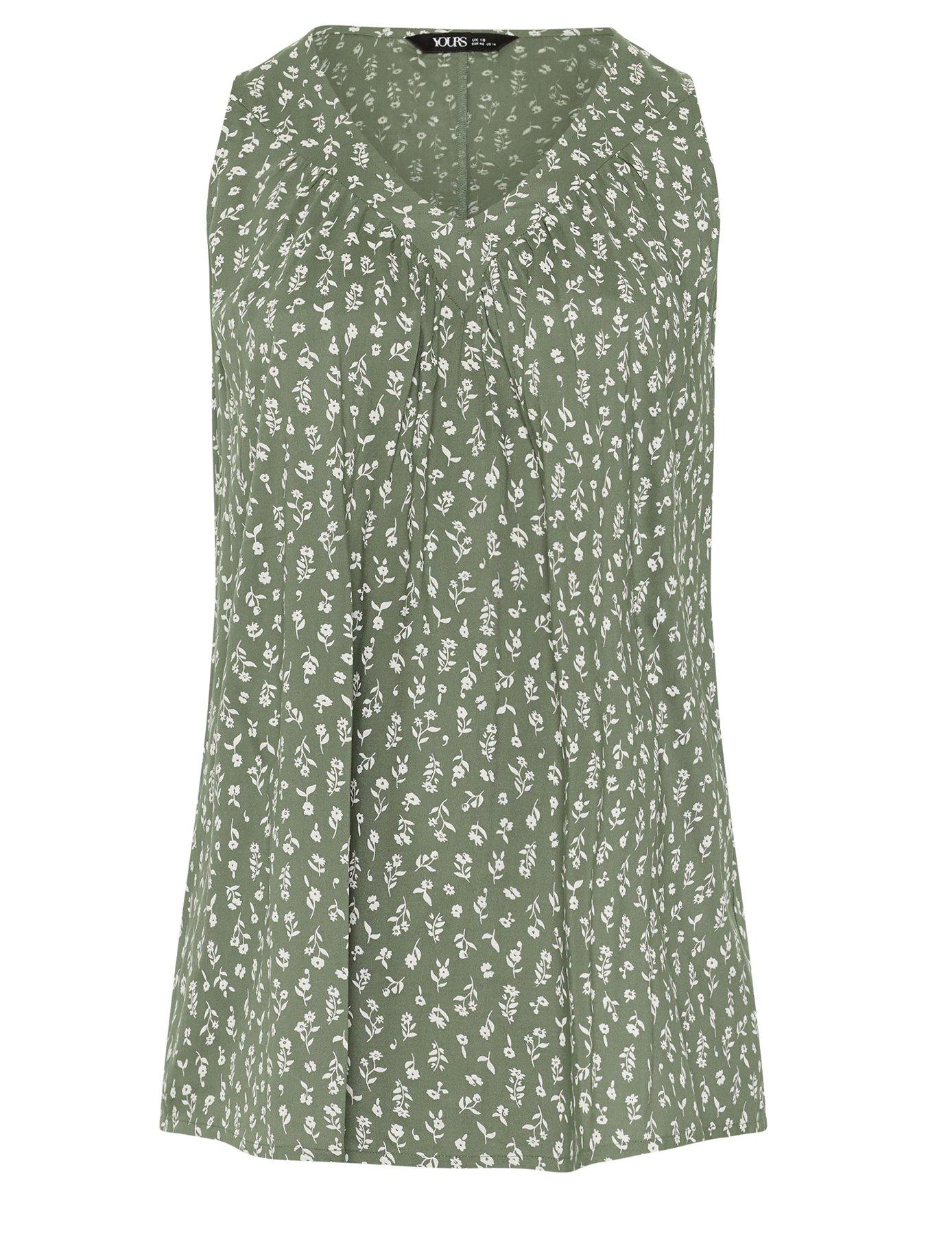Image 5 of 5 of Yours Curve V-Neck Cami Top - Green