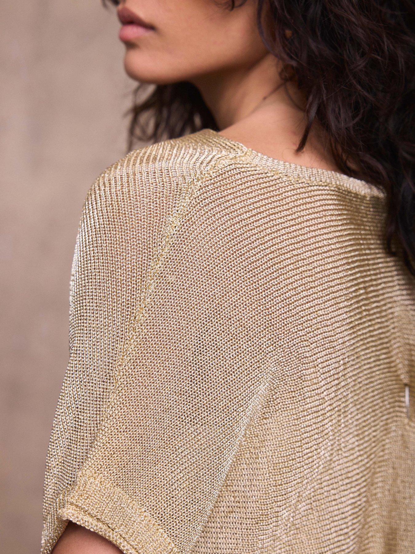 Image 4 of 6 of Mint Velvet Gold Cowl Neck Knit Top