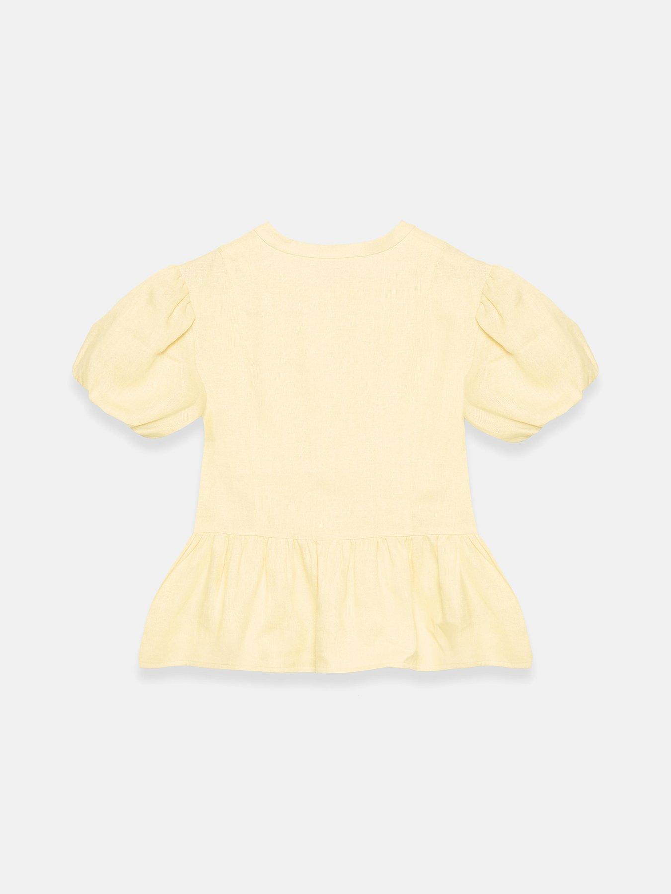 Image 6 of 6 of Mint Velvet Linen Puff Sleeve Top - Yellow