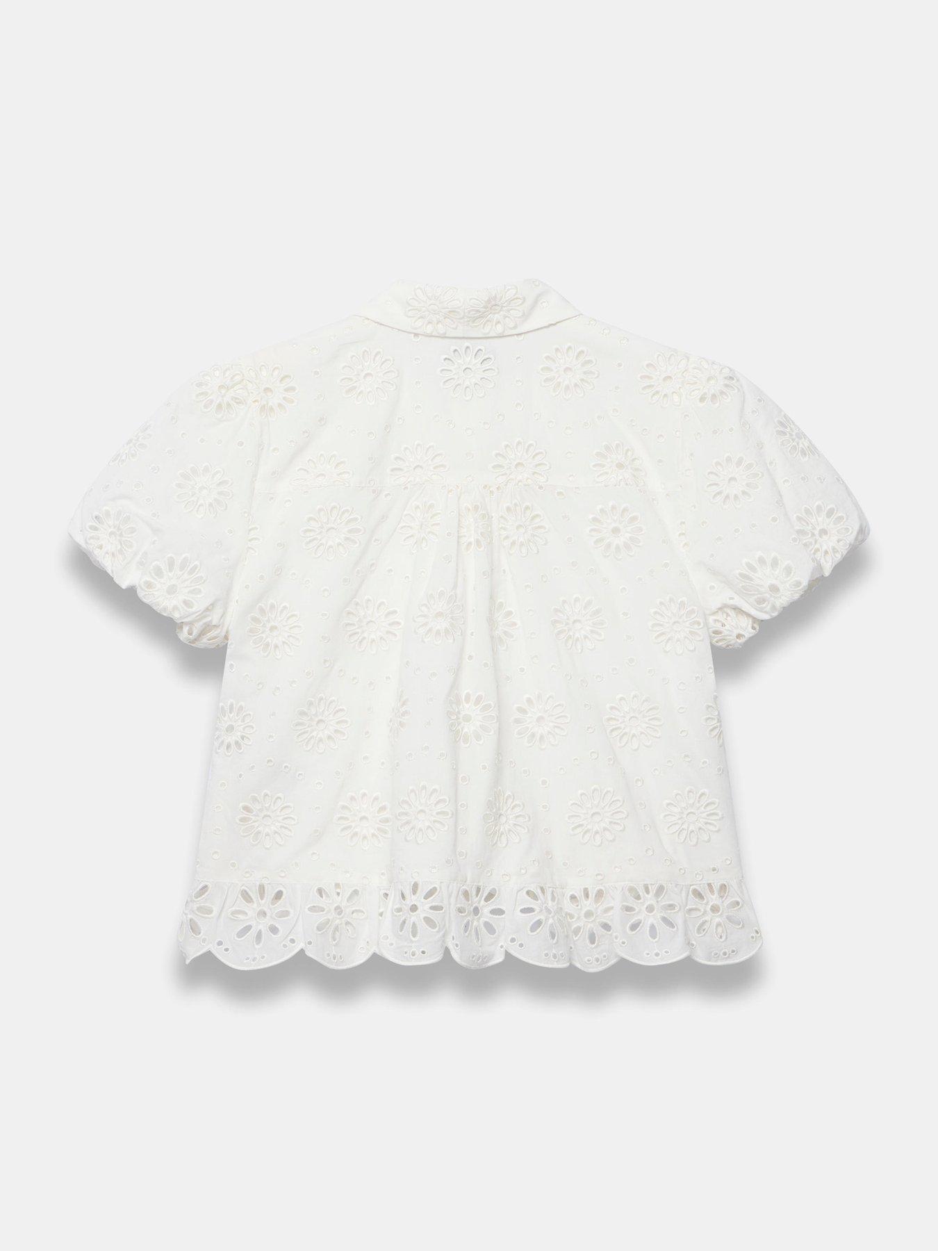 Image 6 of 6 of Mint Velvet Ivory Broderie Puff Sleeve Top