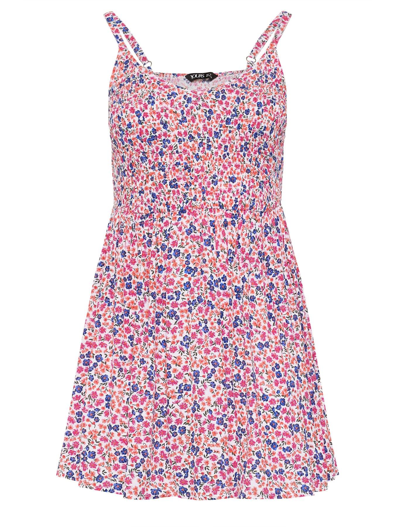 Image 5 of 5 of Yours Curve Shirred Smock Cami Top - Multi