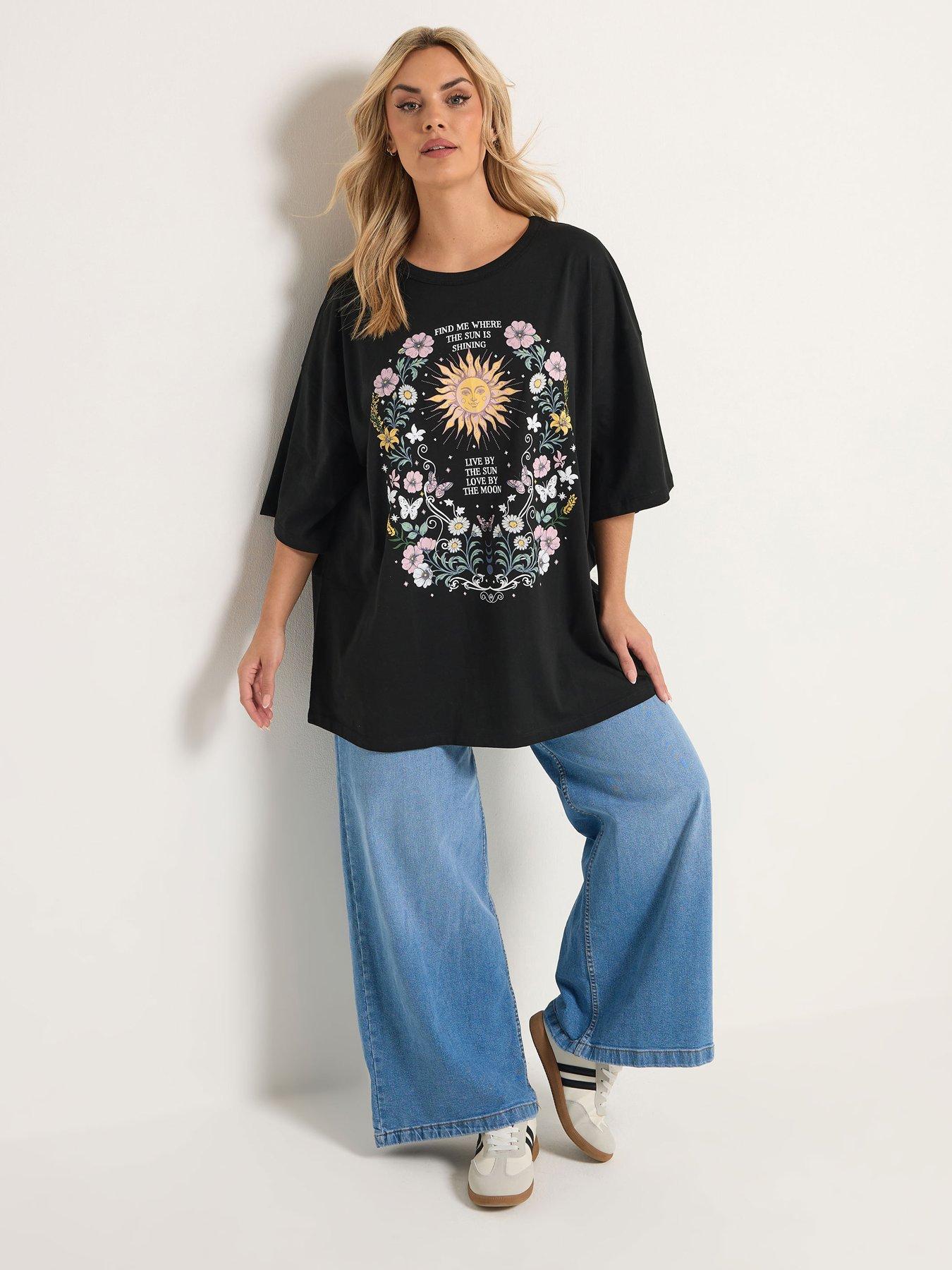 Image 3 of 5 of Yours Curve Placement Boxy T-shirt