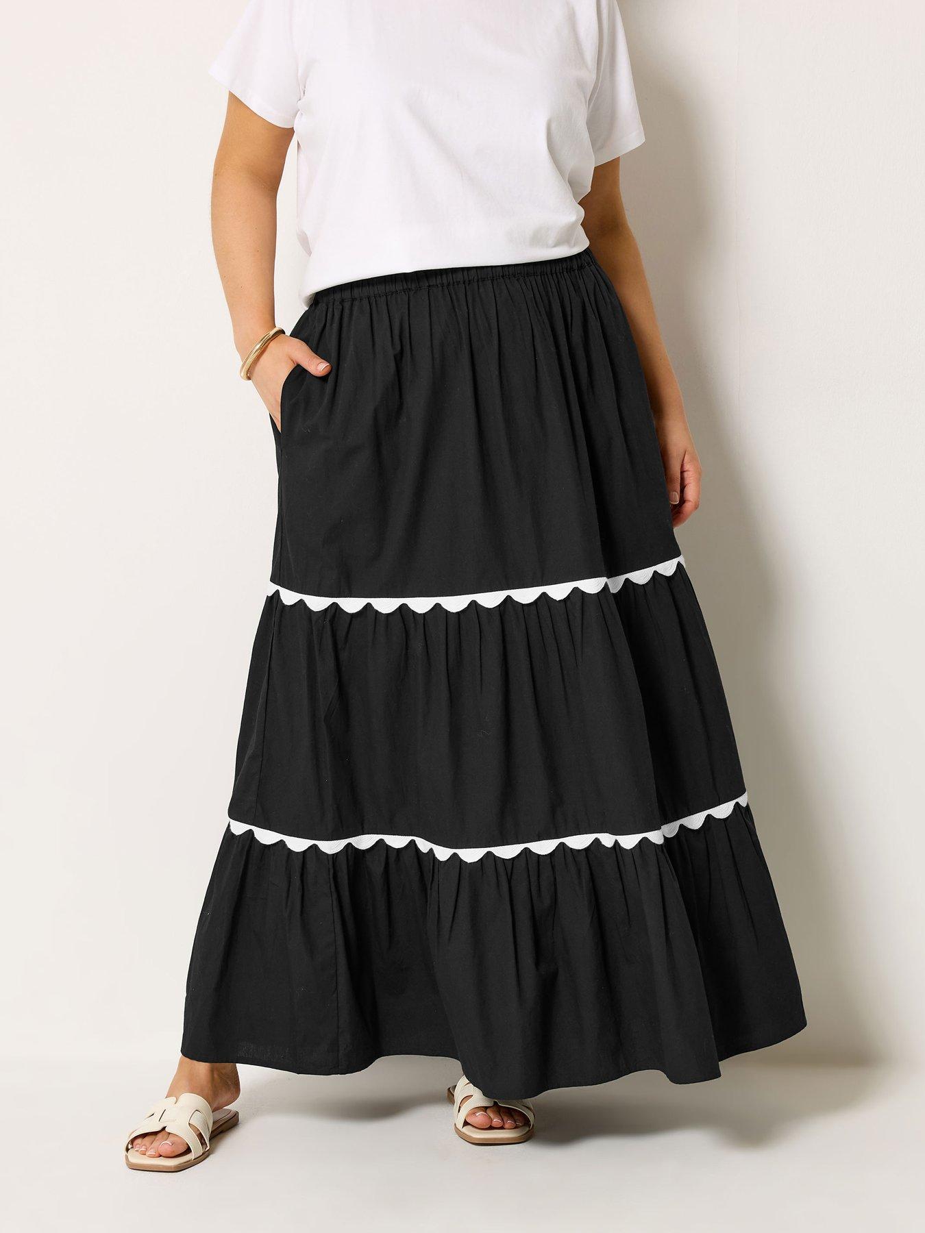 Yours Curve Ric Rac Trim Maxi Skirt